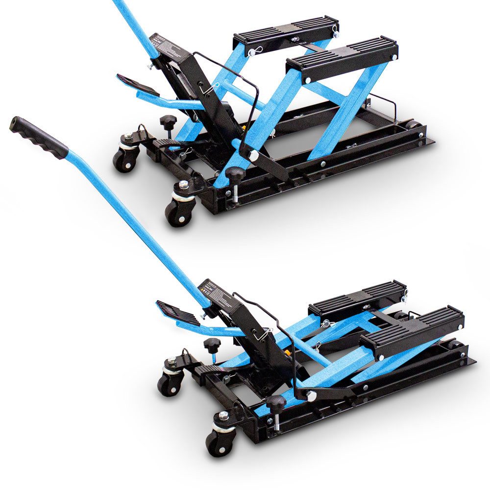 Bituxx Motorradheber hydraulisch 11,5-37,5cm bis 680kg Blau, max. Hubhöhe: 37.5 cm, MS-17320
