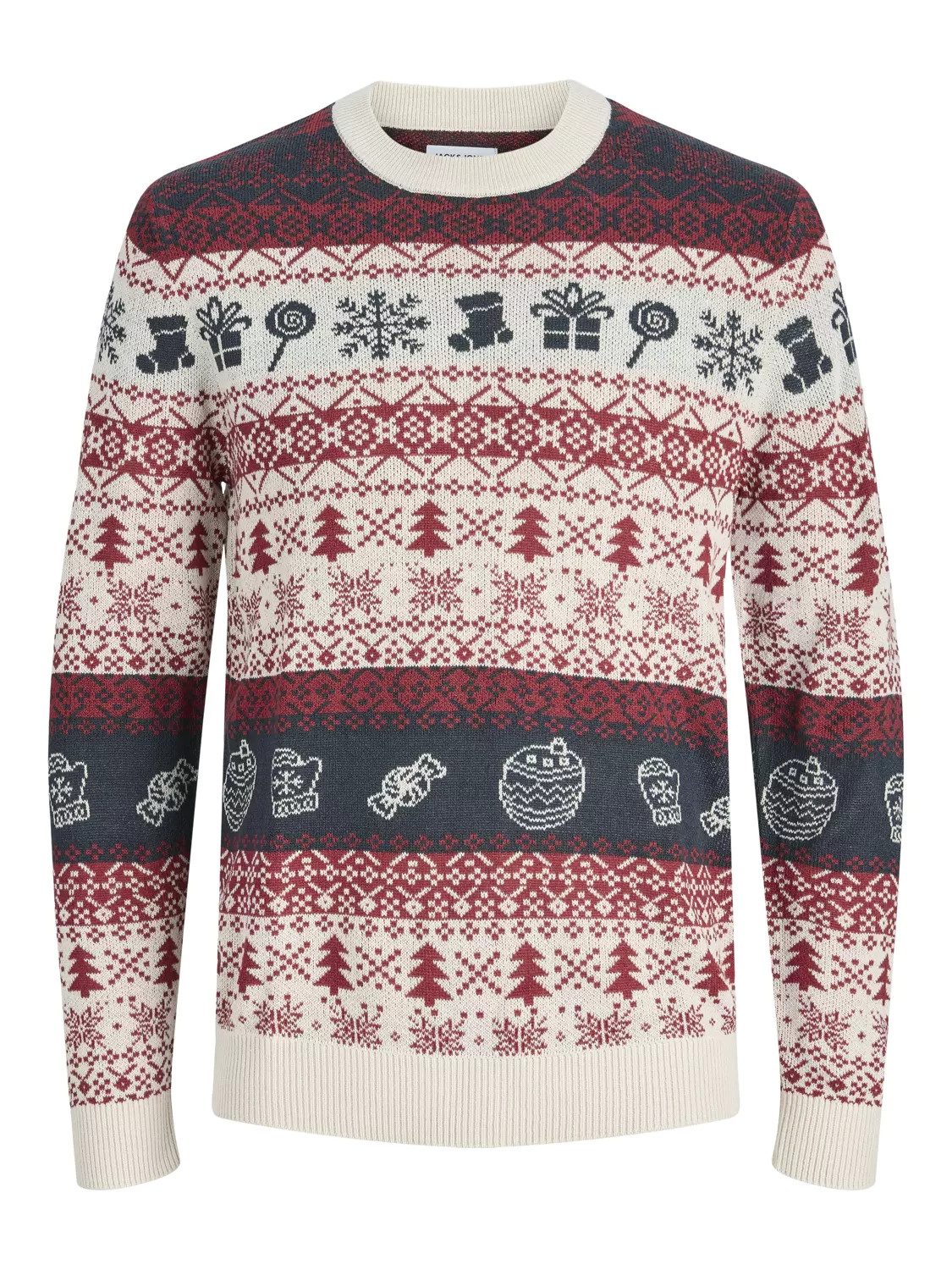 Jack & Jones Longpullover JJXMAS FROSTY KNIT CREW NECK günstig online kaufen