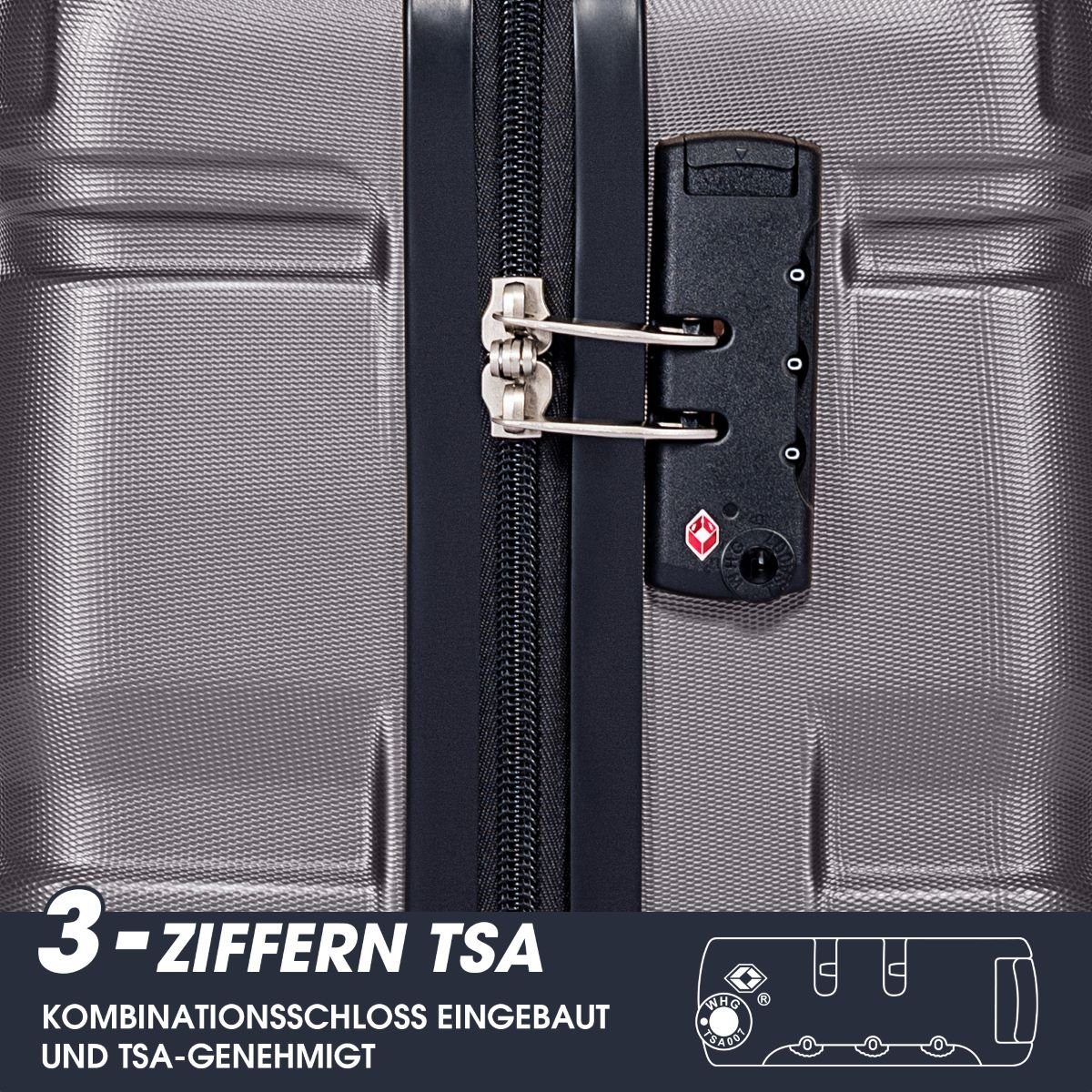 und Schwenkrollen Handgepäckkoffer Grey M-35x21x55cm Koffer mit Fangqi TSA-Schloss