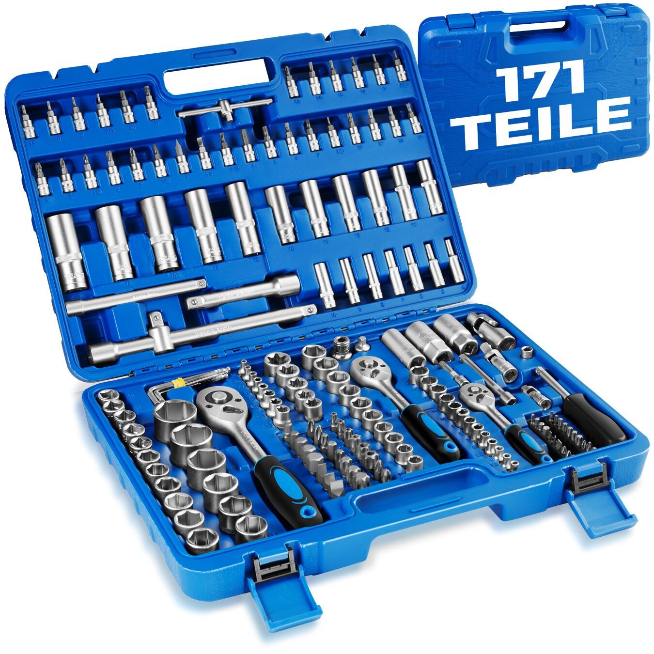 tectake Steckschlüssel (1 St), 171-teilig, 1/4, 3/8 und 1/2 Zoll