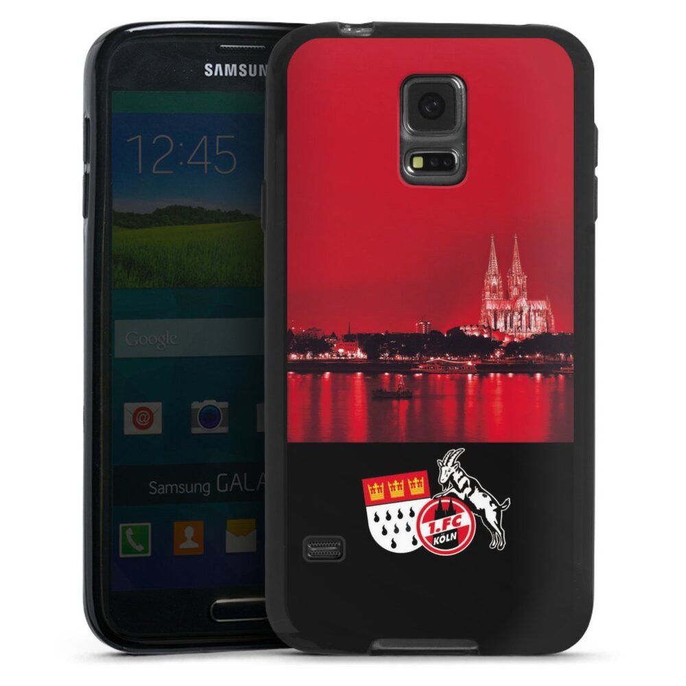 DeinDesign Handyhülle Skyline 1. FC Köln Offizielles Lizenzprodukt Skyline Köln Rot, Samsung Galaxy S5 Silikon Hülle Bumper Case Handy Schutzhülle