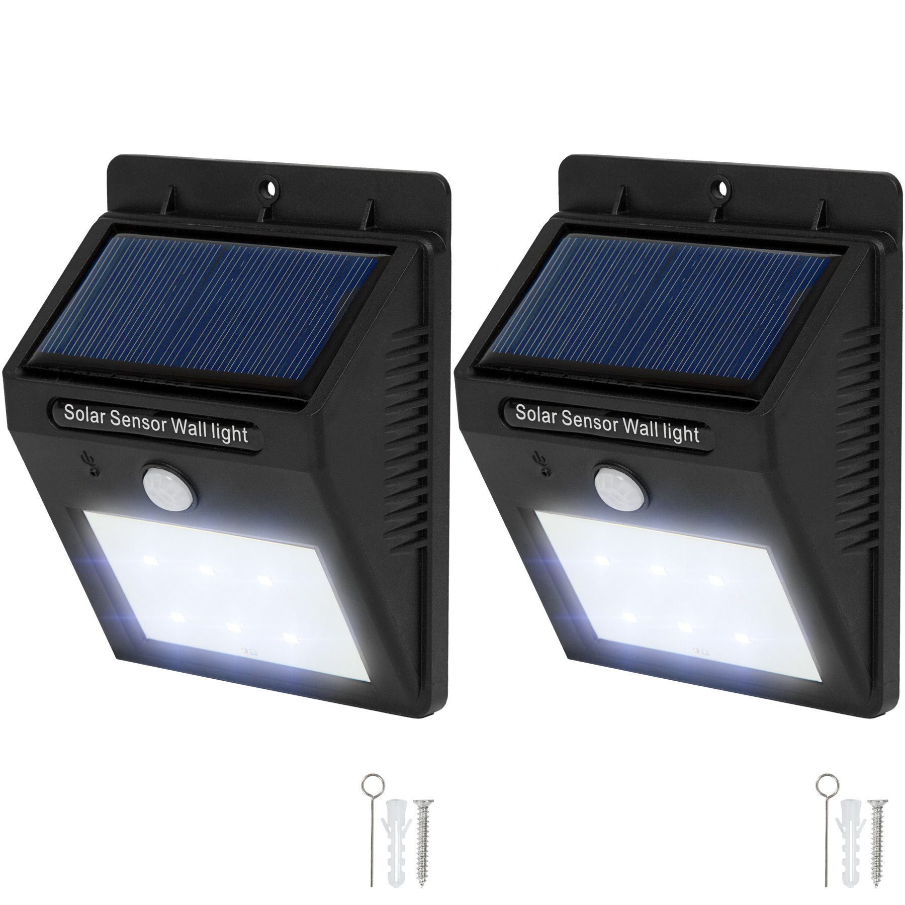 tectake LED Gartenstrahler 2 LED Solar Leuchten mit Bewegungsmelder, Bewegungsmelder, LED, Energiesparend | Strahler