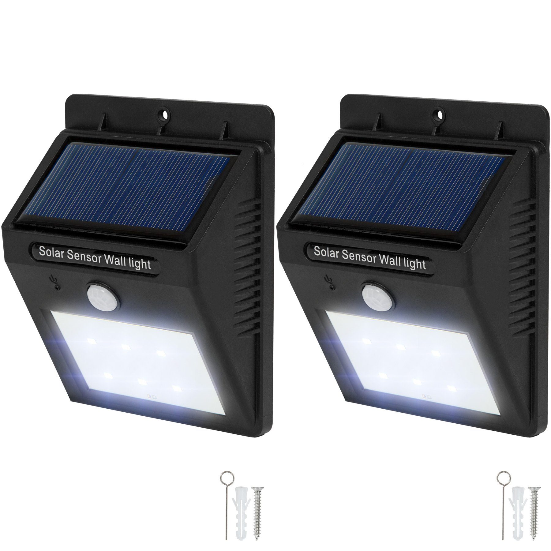 LED, LED Solar tectake Energiesparend 2 Bewegungsmelder, Bewegungsmelder, mit Gartenstrahler Leuchten LED