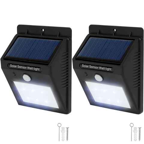 tectake LED Gartenstrahler 2 LED Solar Leuchten mit Bewegungsmelder, Bewegungsmelder, LED, Energiesparend