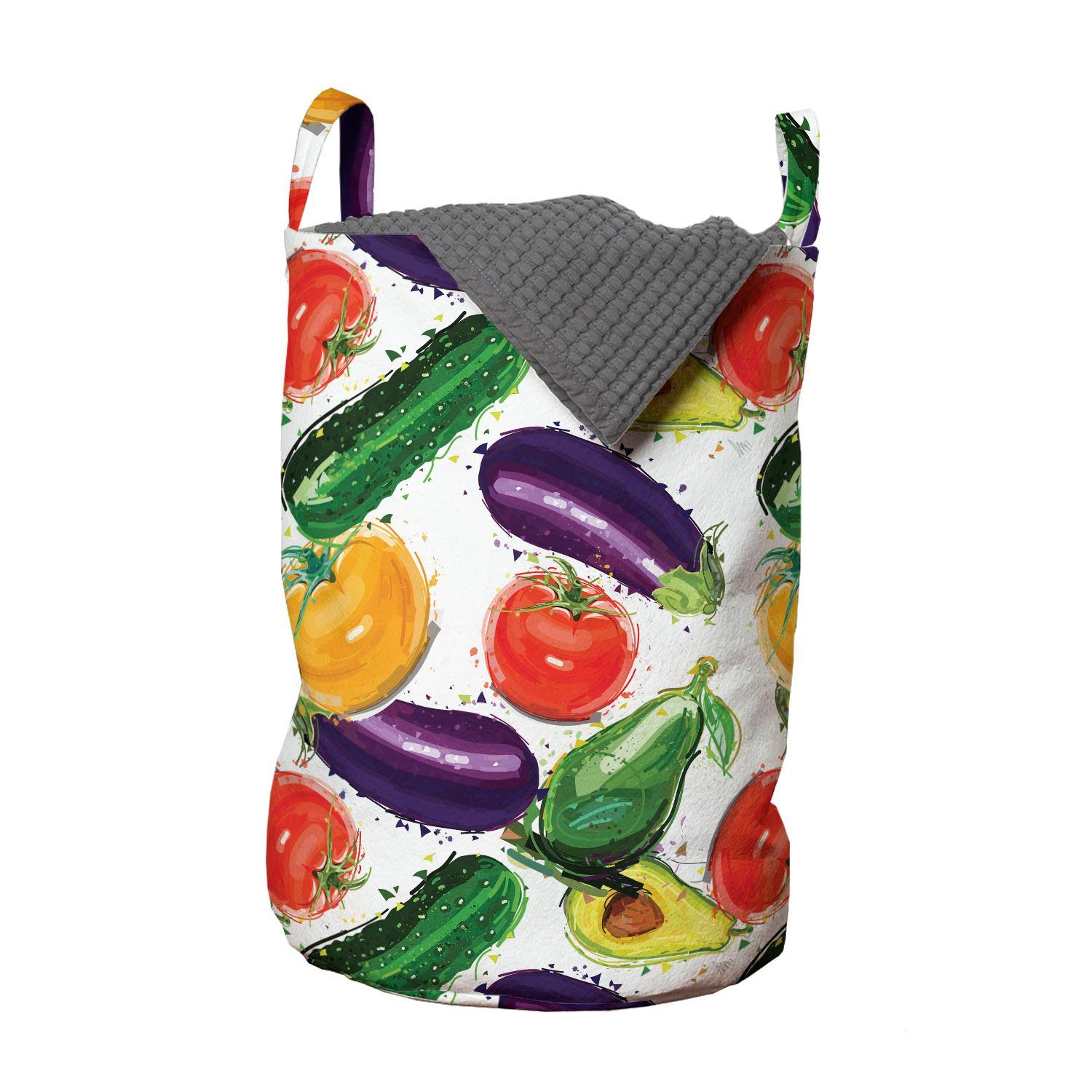 Abakuhaus Wäschesäckchen Wäschekorb mit Griffen Kordelzugverschluss für Waschsalons, Gemüse Arten von Lebensmitteln Tasty