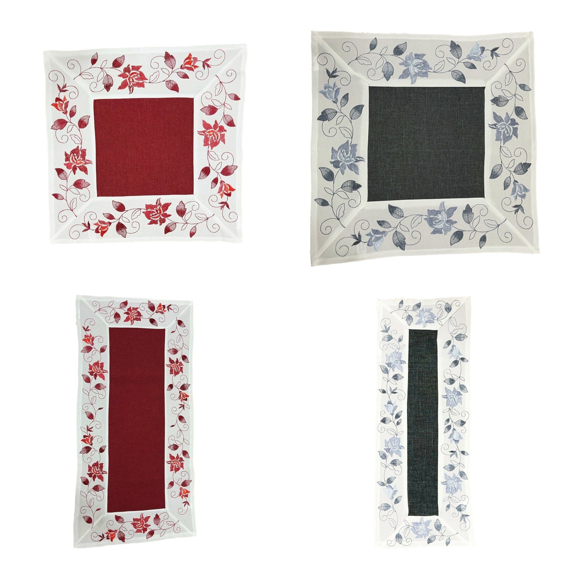 Westernlifestyle Tischdecke bestickt mit Rosen in Leinenoptik günstig online kaufen