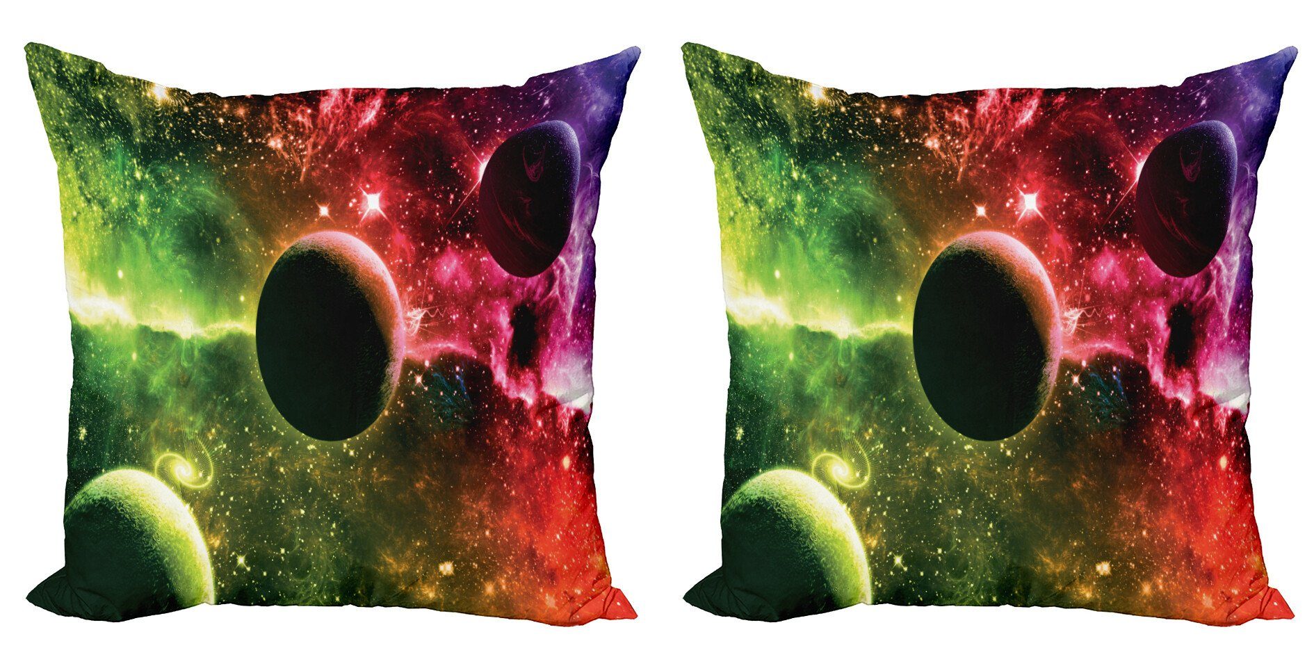 Accent Stück), Modern Cosmos Digitaldruck, Galaxy (2 Kissenbezüge Abakuhaus Nebula Psychedelisch Doppelseitiger