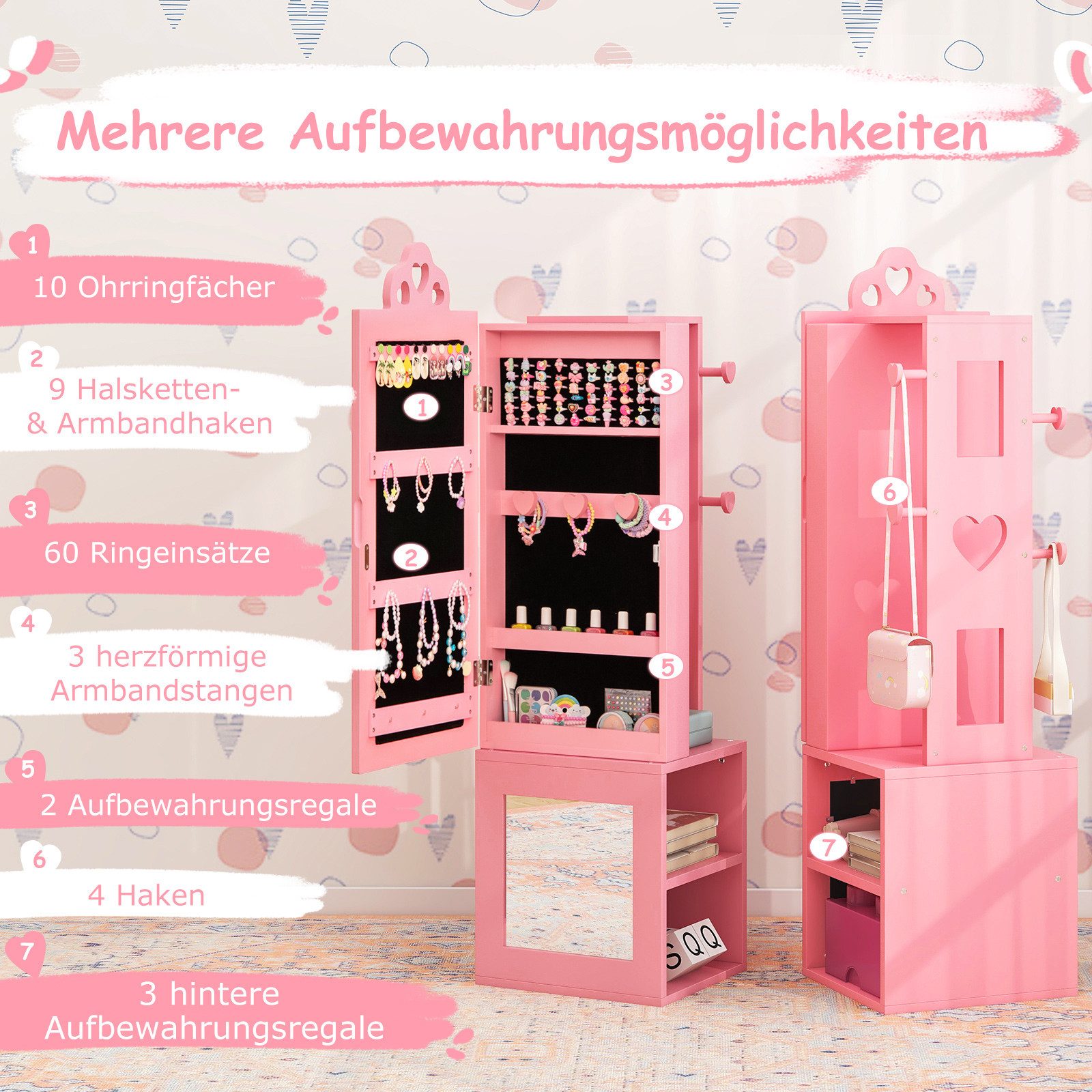 COSTWAY Schmuckschrank 3 in 1 Kinder günstig online kaufen