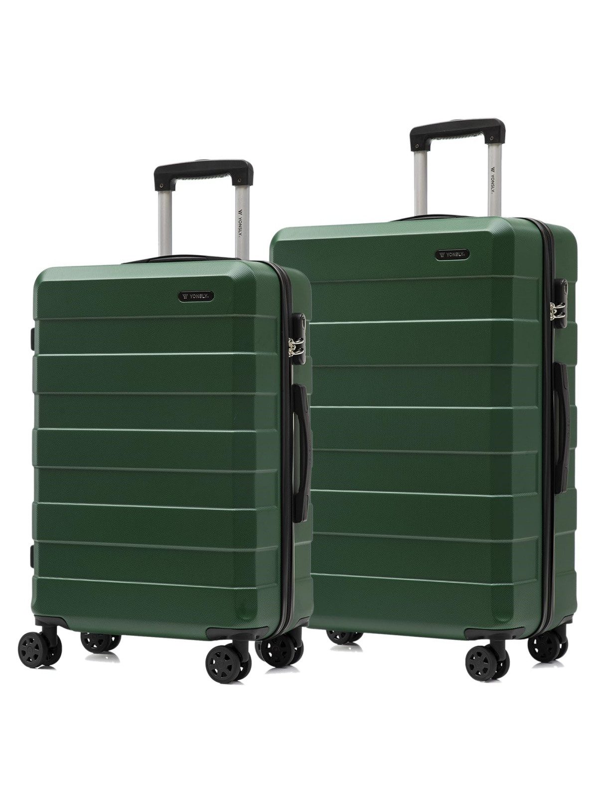 YONSLY Trolleyset Trolley Reisekoffer Hartschalen-Reiseset, 4 Rollen, (2-tlg., 2 tlg., L/XL), 360°-Rollen, Zahlenschloss, weicher Gummigriff