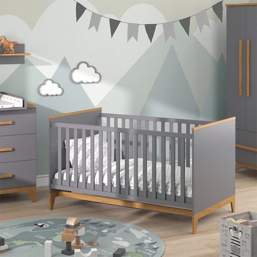 VitaliSpa® Babybett Malia, Grau/Eiche, 70x140 cm günstig online kaufen