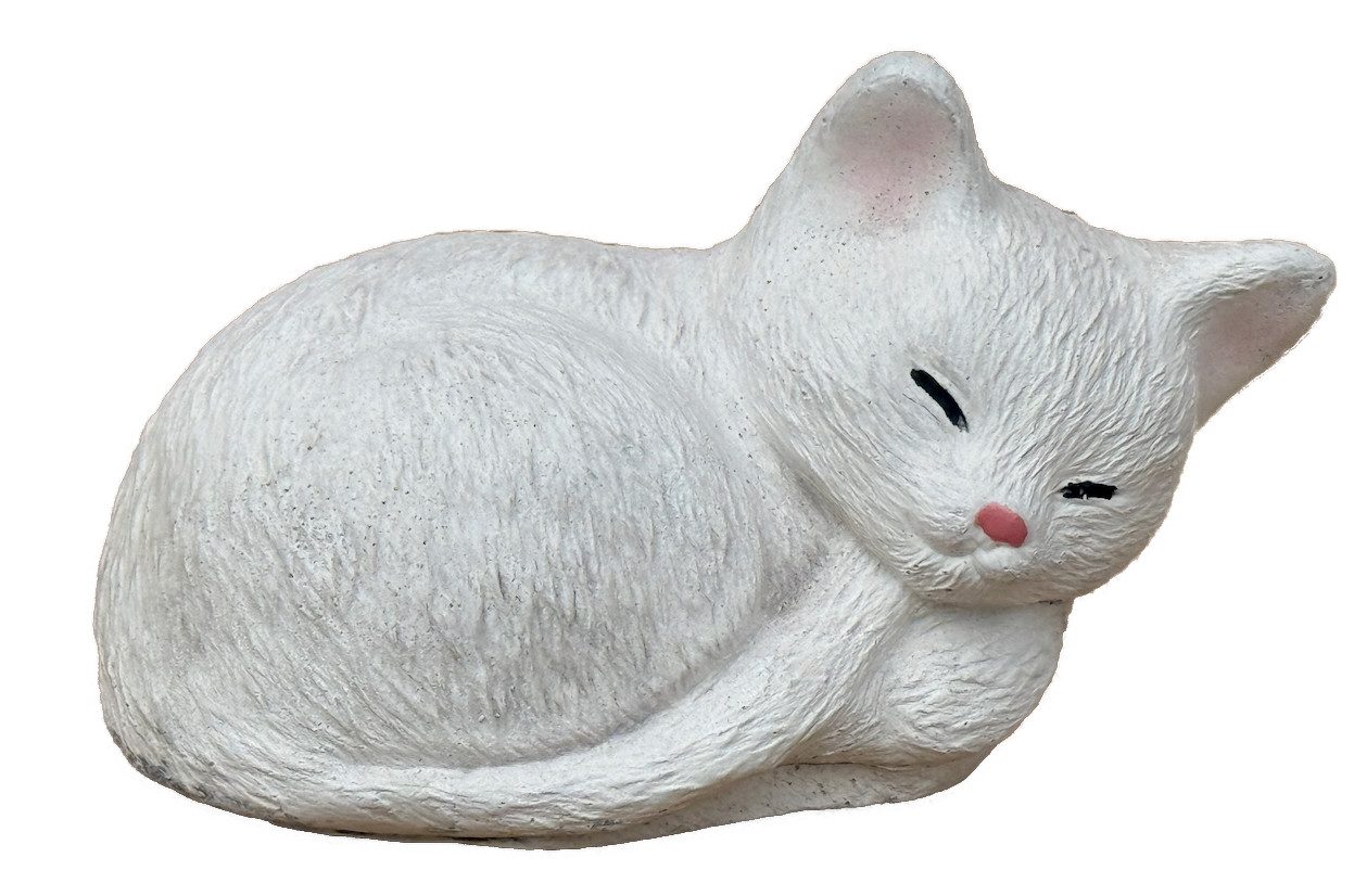 Stone and Style Gartenfigur Frostfeste Steinfigur kleine schlafende Katze verschiedene Farben