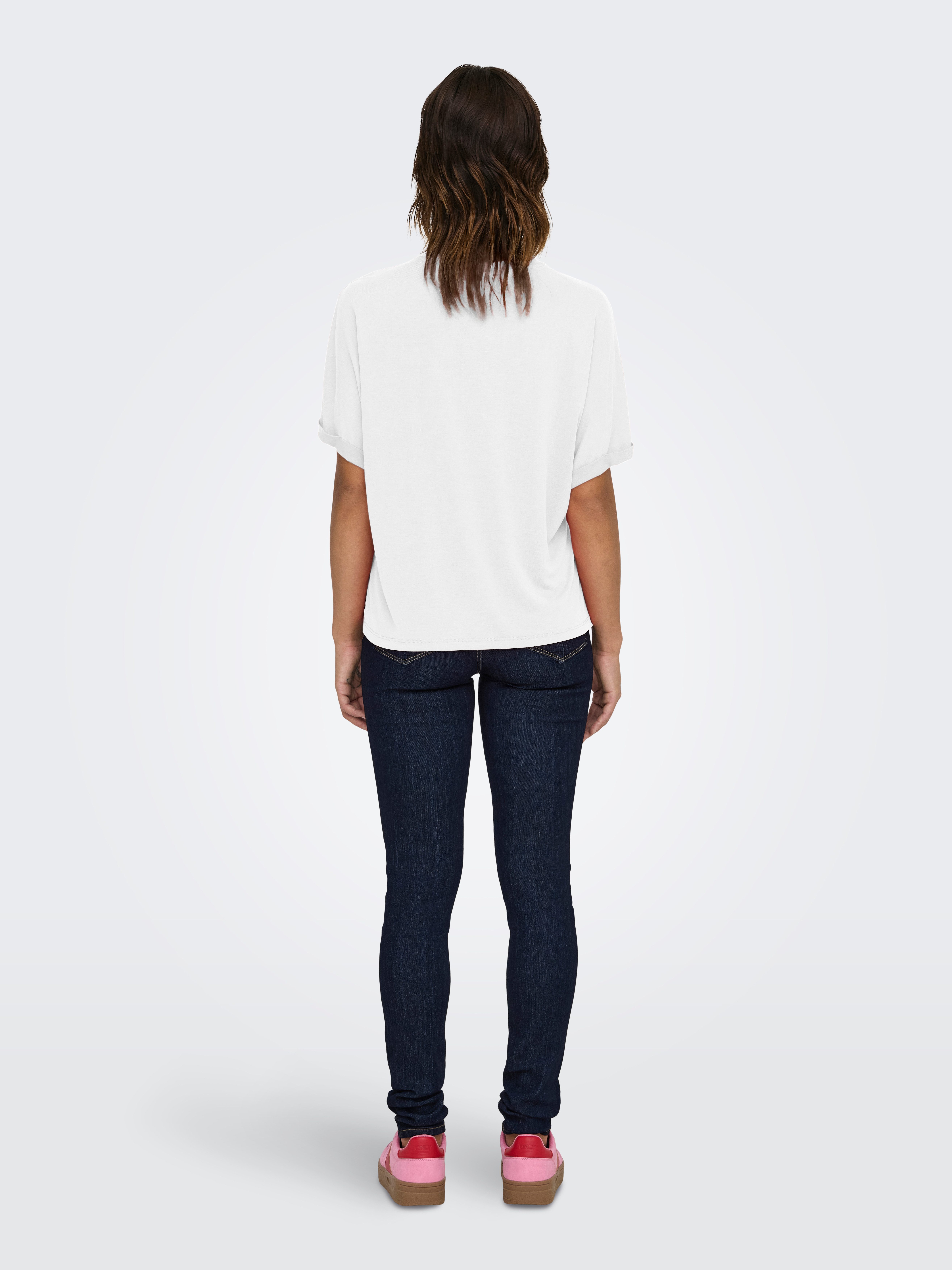 ONLY T-Shirt ONLFREE LIFE S/S FOLD-UP TOP BOX JRS Materialmix, regular fit, Rundhals – Bild 4 von 4