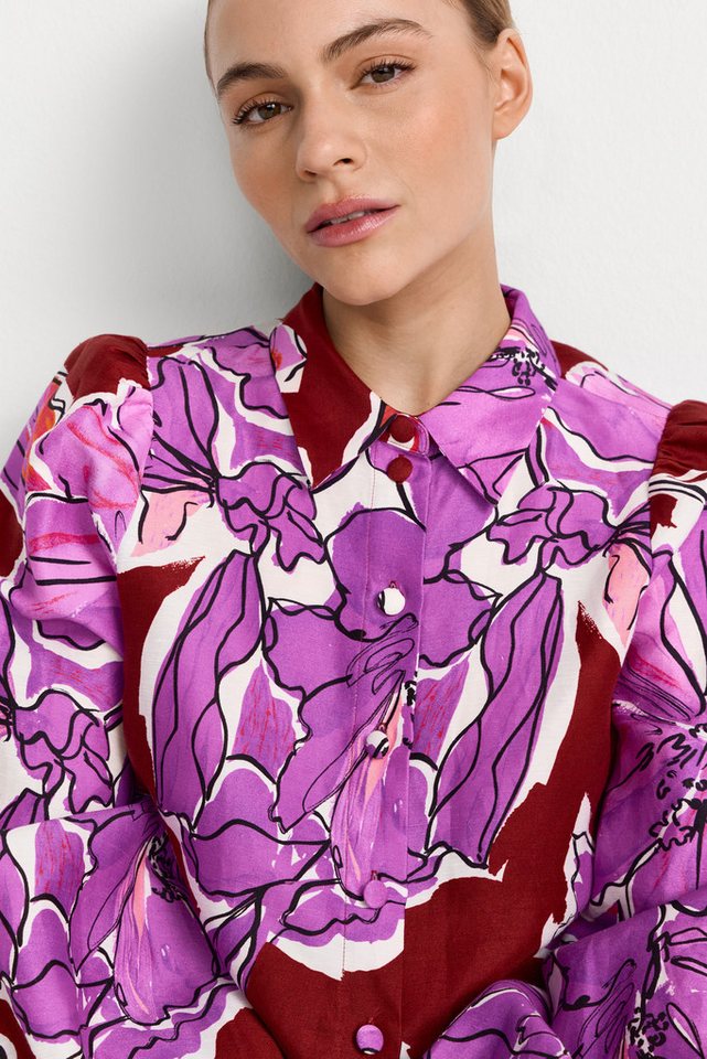 RICHROYAL Langarmbluse aus Leinen-Mix, Allover Blumenprint