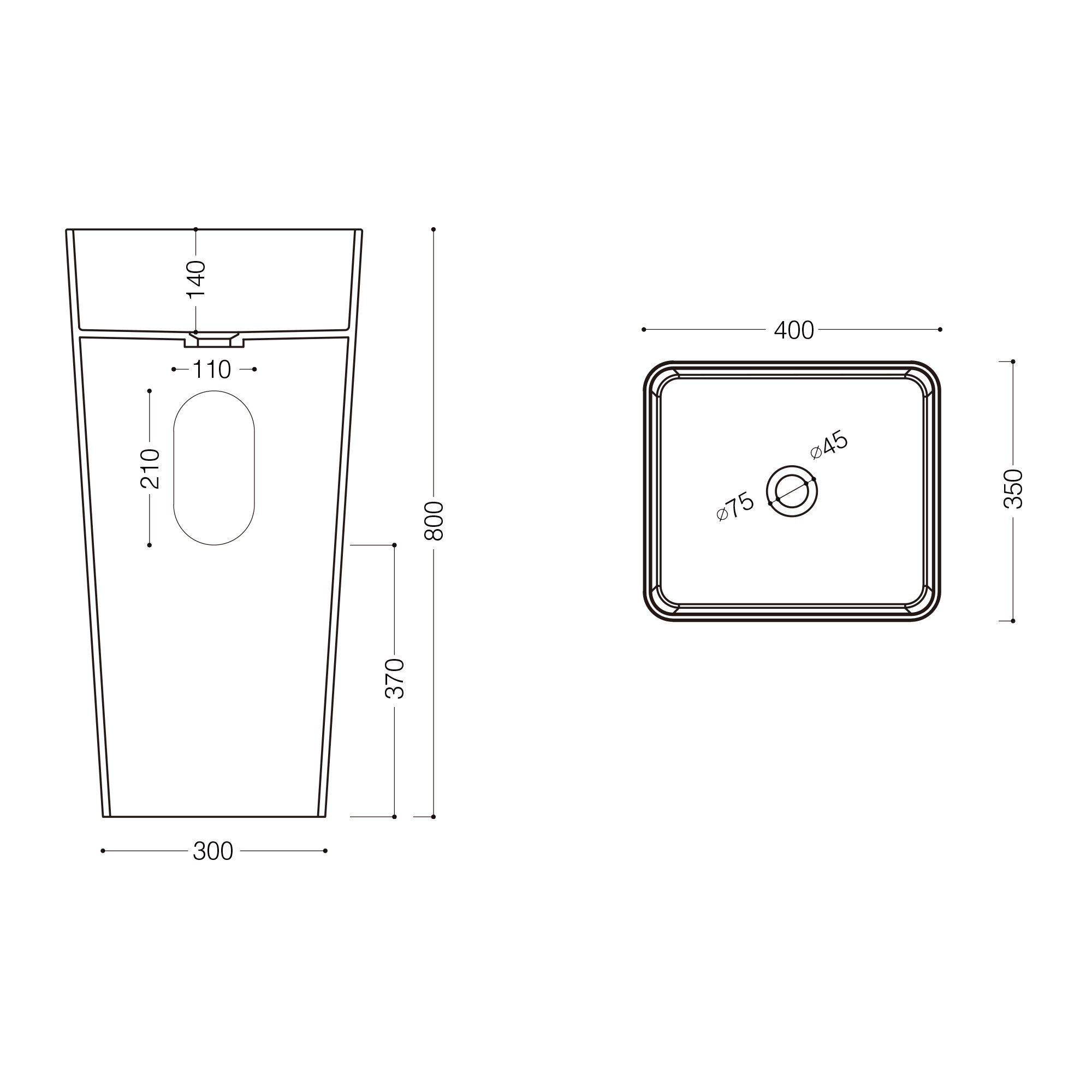 doporro Waschbecken Standwaschbecken Waschtisch Waschplatz aus Mineral BTH:40x35x82 Col31, DIN-Anschlüsse, einfache Montage