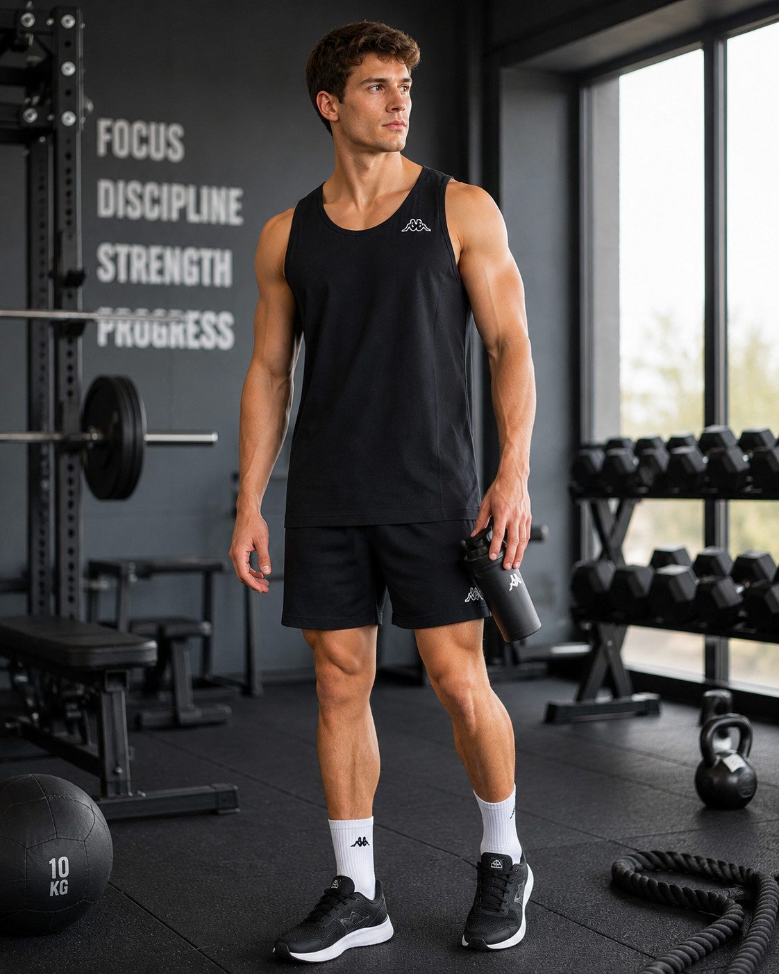 Kappa Tanktop Tanktop im lockeren Schnitt Schwarz XL