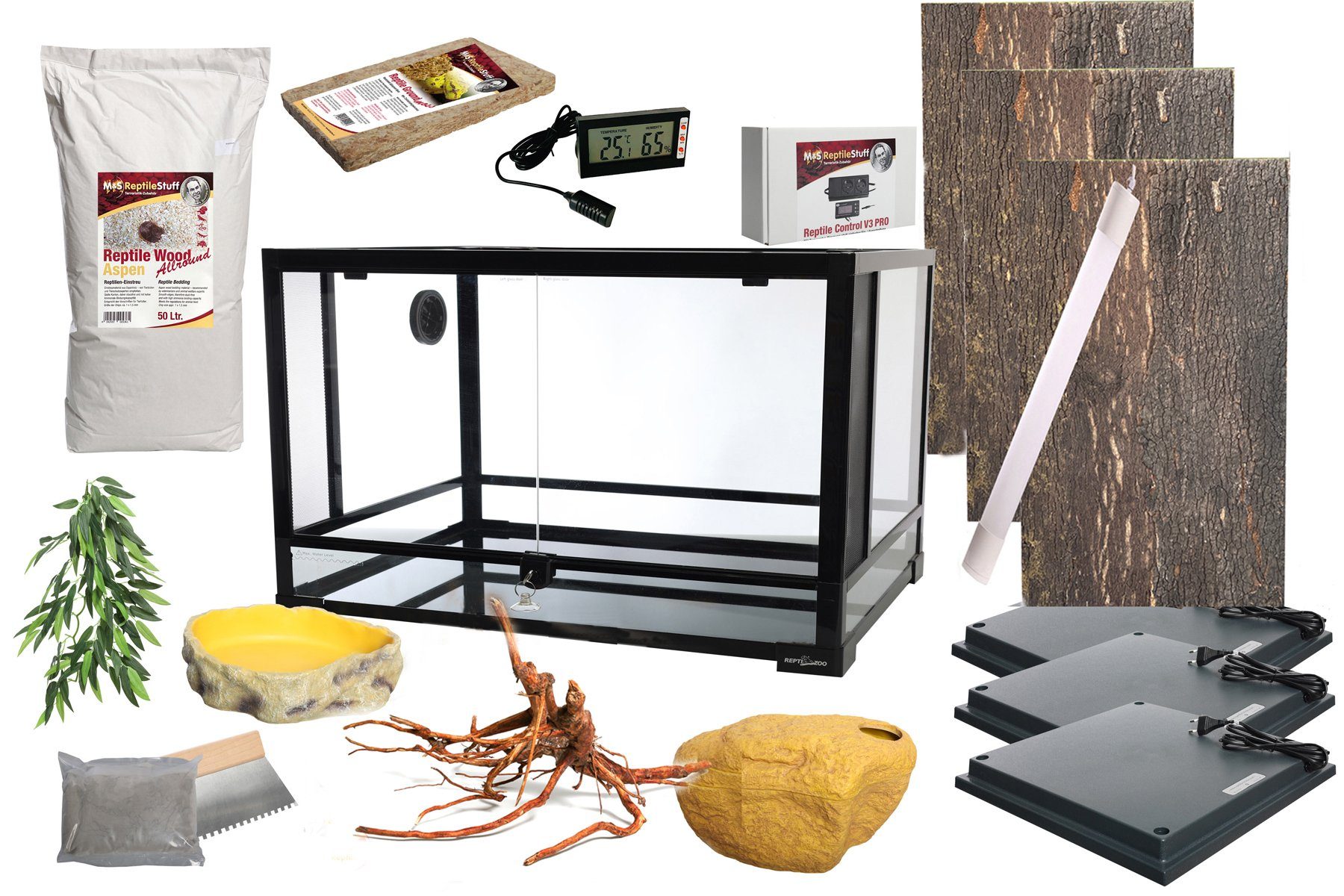 M&S Reptilien Terrarium Komplettset: Für Königspythons (ca. 150 cm Länge)