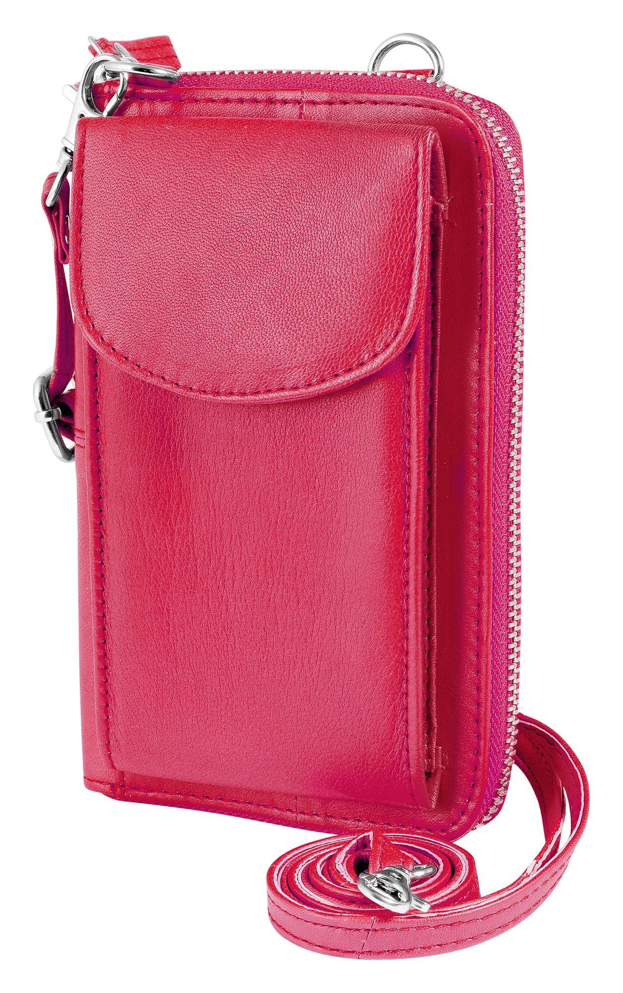 AKZENT Handytasche Nahed Unisex Akzent Geldbörse (einzeln) Echtleder Handyumhängetasche aus Pink mit