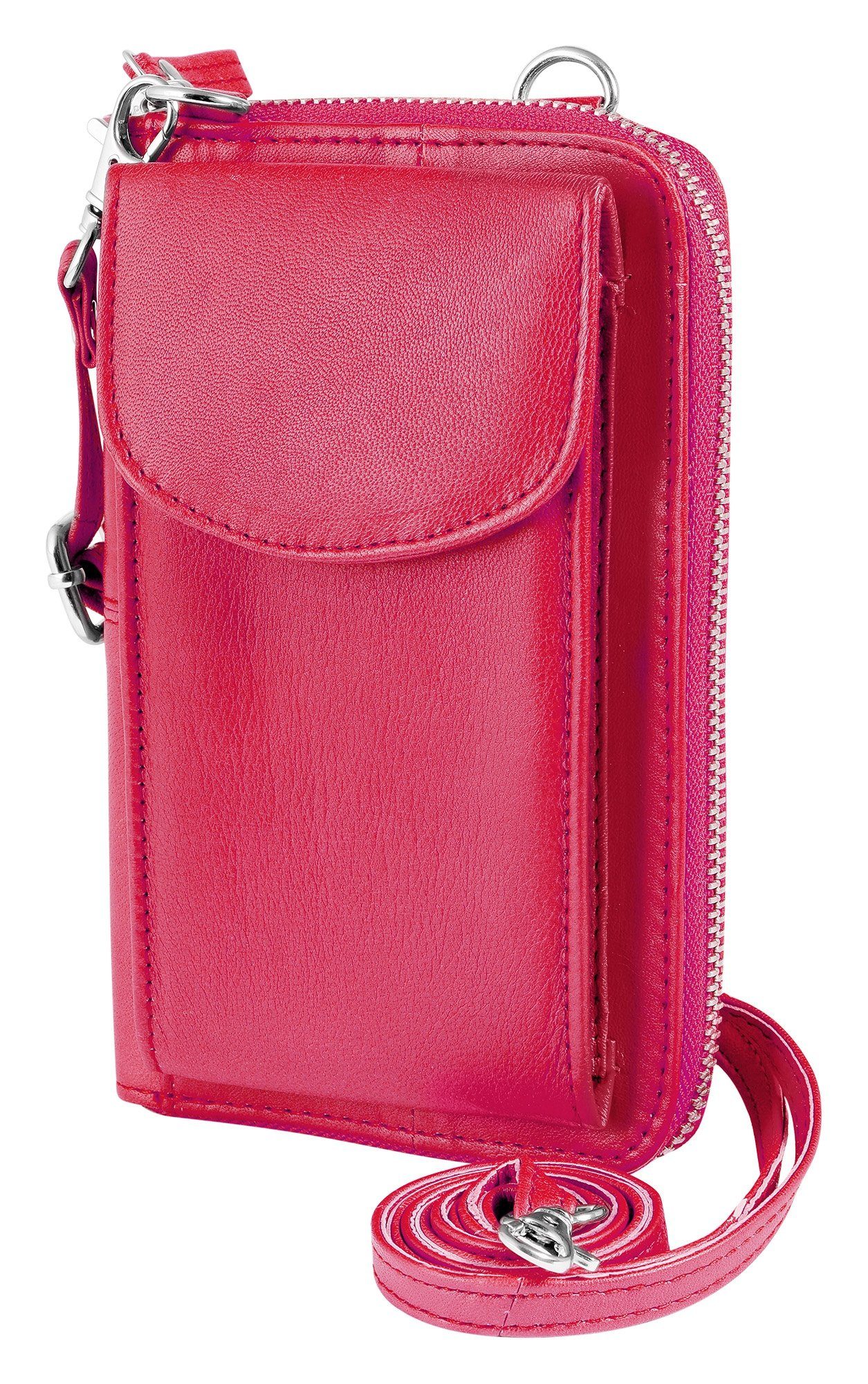 AKZENT Handytasche Nahed Unisex Akzent Handyumhängetasche mit Geldbörse aus Echtleder (einzeln)