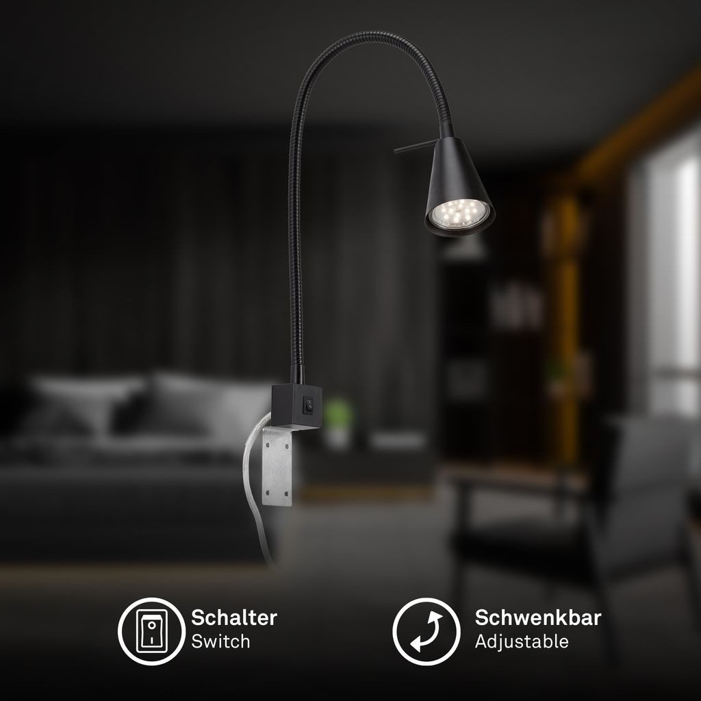 Briloner Leuchten Wandleuchte 2080025B, LED wechselbar, 2700K - Extra-Warmweiß, 2er Set Wandlampen, 40,3x21,7cm, 4,7W, GU10, Innen, Wohnzimmer, Flur