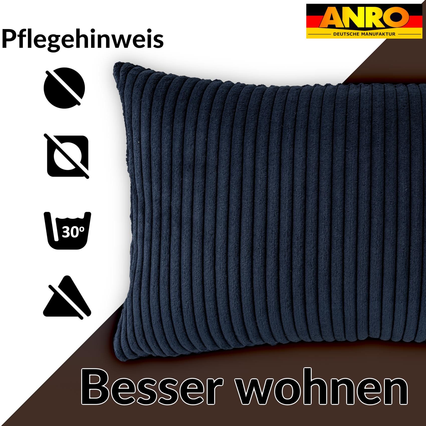 ANRO Dekokissen Kissenhülle MIT oder OHNE Füllung Kissenbezug Zierkissen, Kissenhülle in 30x50cm ohne Füllung Dunkelblau – Bild 5 von 5