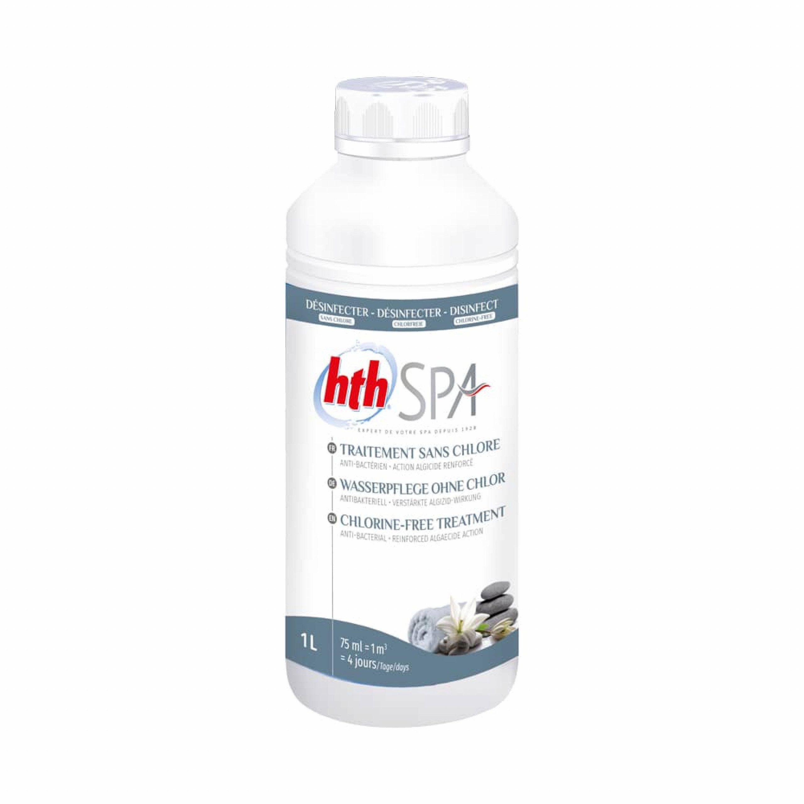 HTH Poolpflege hth Spa Wasserpflege ohne Chlor 1 L gegen Algen und Trübungen für