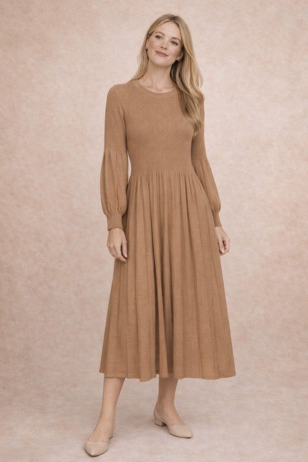 ITALY VIBES Strickkleid Strickkleid - Kleid Damen - Maxikleid - Plissee