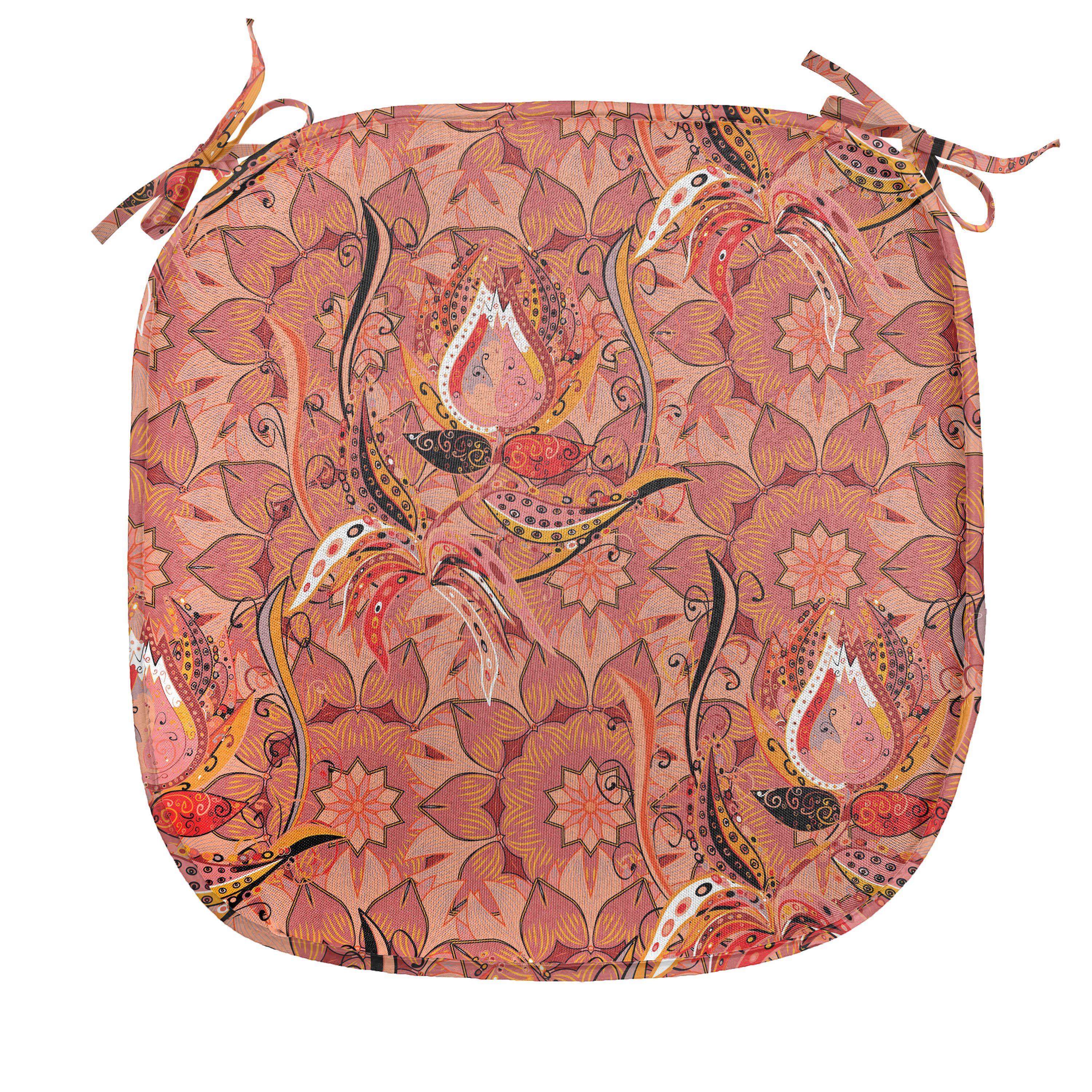 Kissen Abakuhaus Zeichnung Küchensitze, für Vibrant wasserfestes Stuhlkissen Pfirsich Dekoratives Riemen mit Floral
