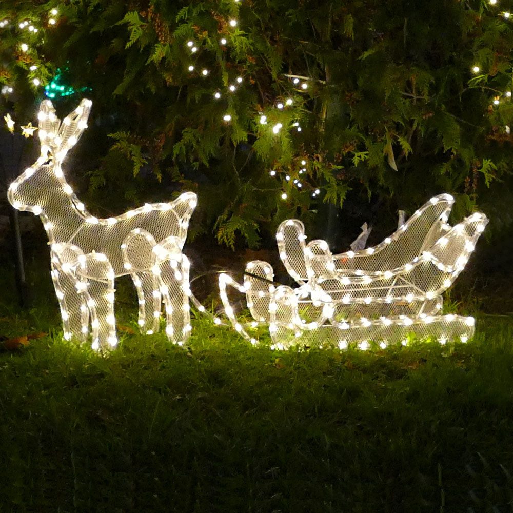 Gartenpirat LED Dekofigur Rentier mit Schlitten günstig online kaufen