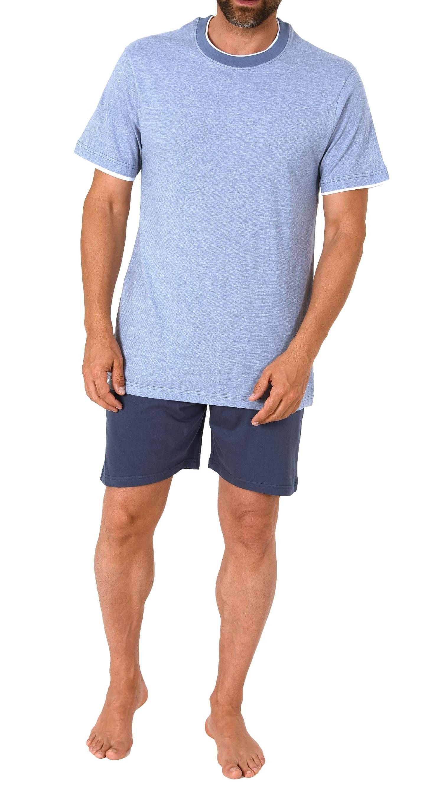Pyjama Herren kurzarm Schlafanzug Shorty Pyjama in chilliger Optik