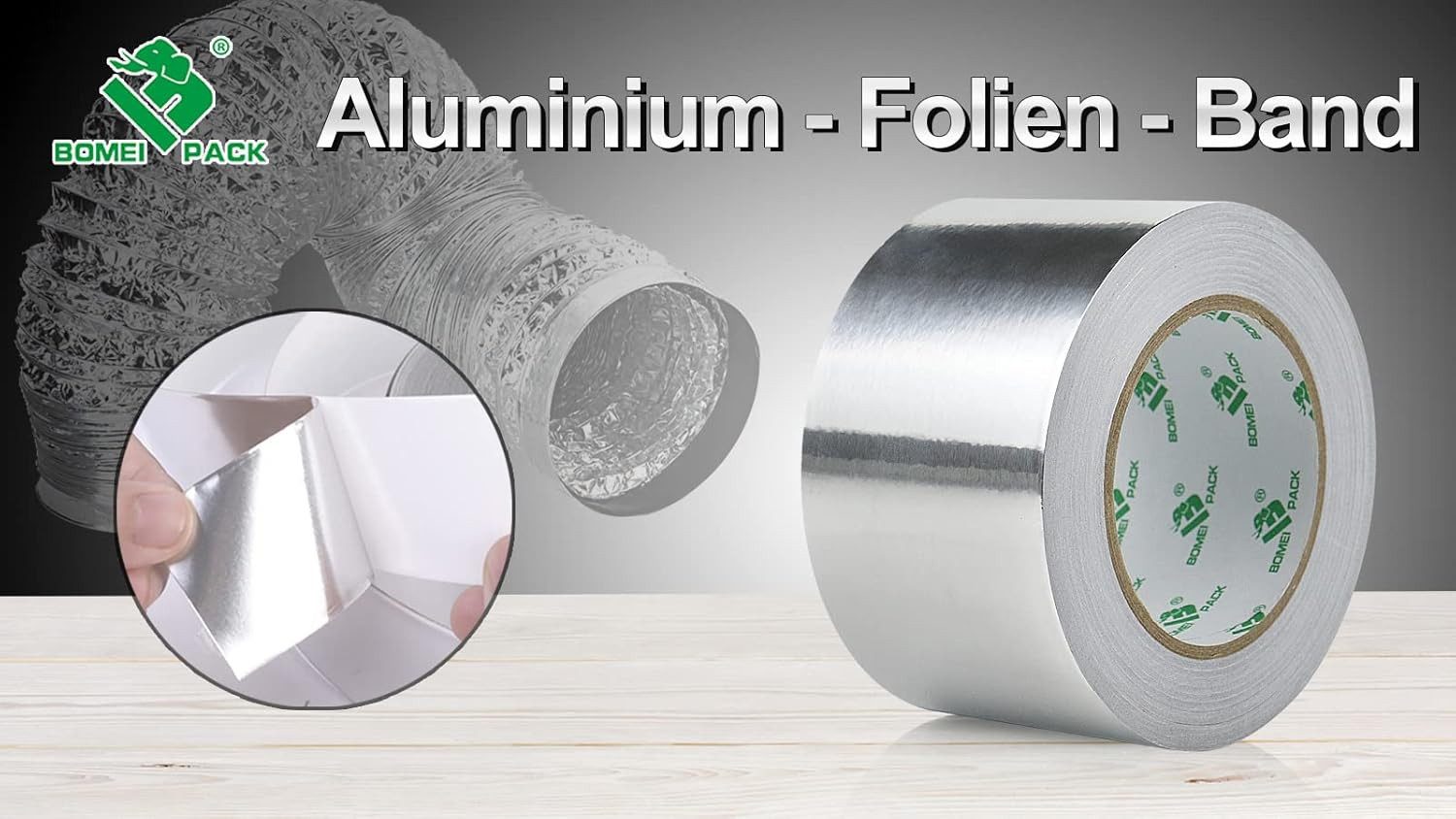 FELIXLEO Klebeband Aluminium Klebeband 75mmx50m Hitzebeständig Selbstklebend Dichtband (1-St) – Bild 4 von 5