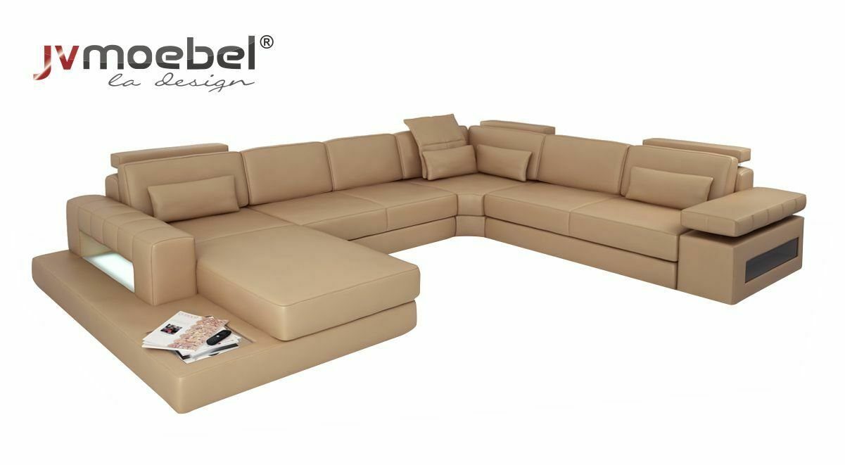 Modern Ecksofa JVmoebel U-Form Leder Couch Sofa Wohnlandschaft Design Ecksofa, Polster