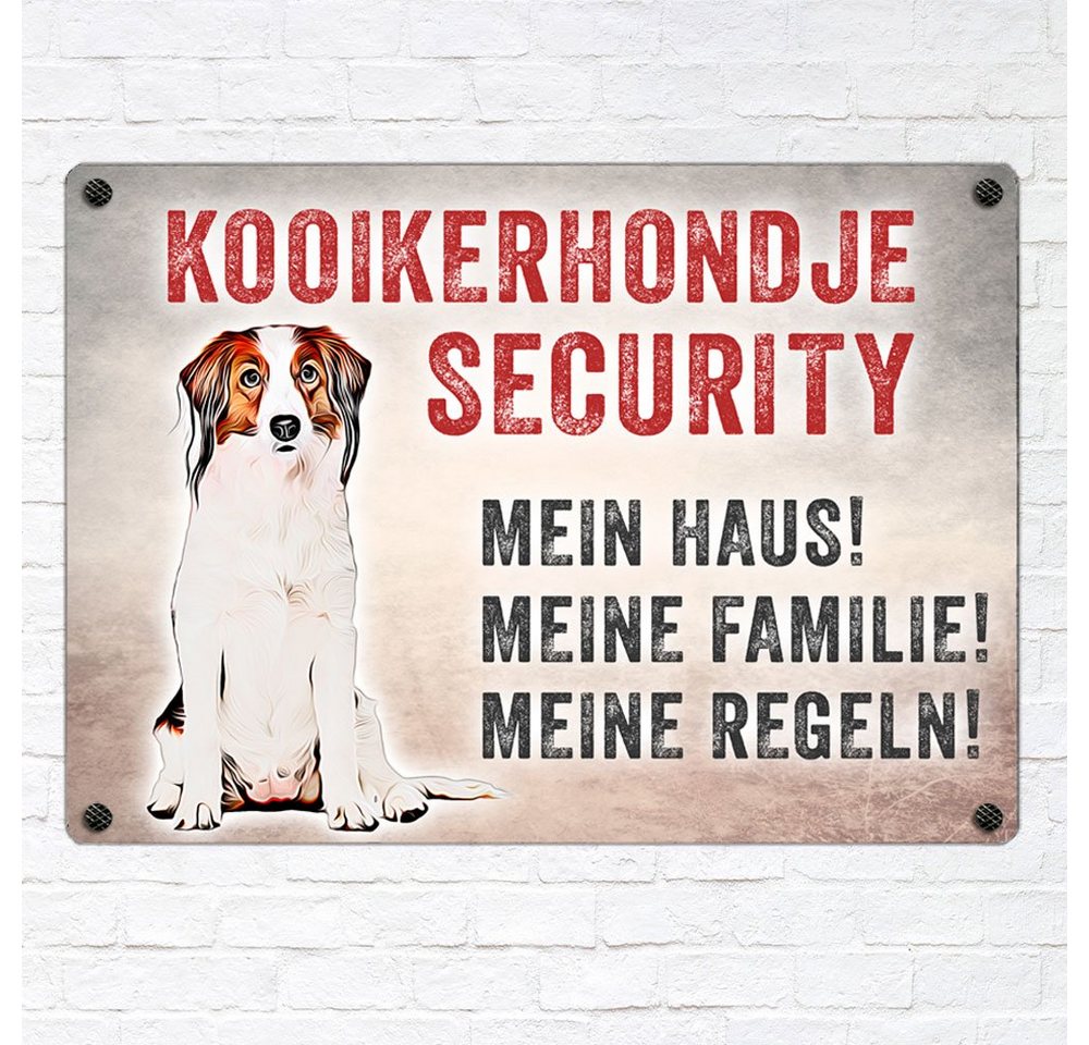 Thumbnail - Cadouri Warnschild Hundewarnschild KOOIKERHONDJE SECURITY - Hinweisschild mit Hunderasse, (1 St., Metallschild mit vier ...