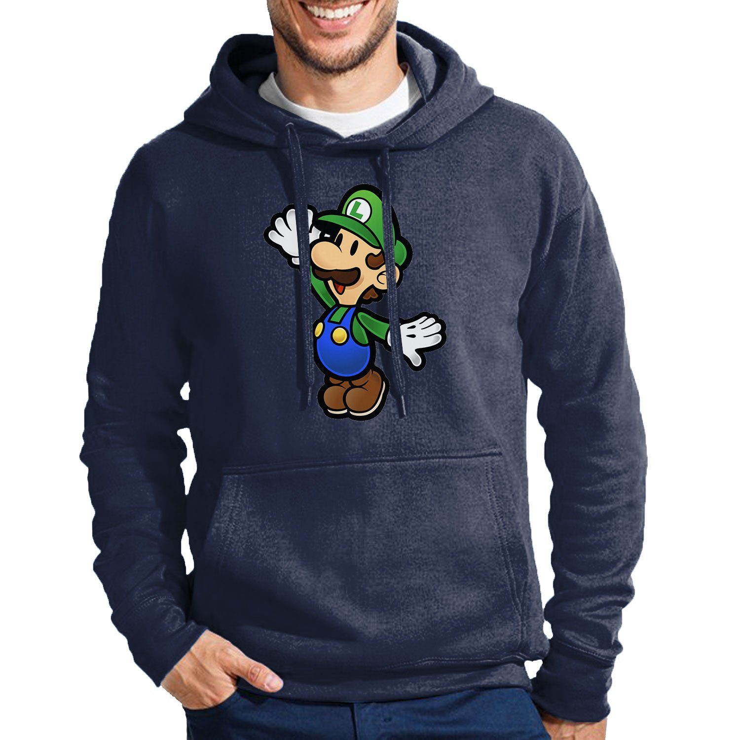 Blondie & Brownie Hoodie Herren Luigi Nintendo Mario Peach Yoshi Gaming Mit Kapuze Navyblau