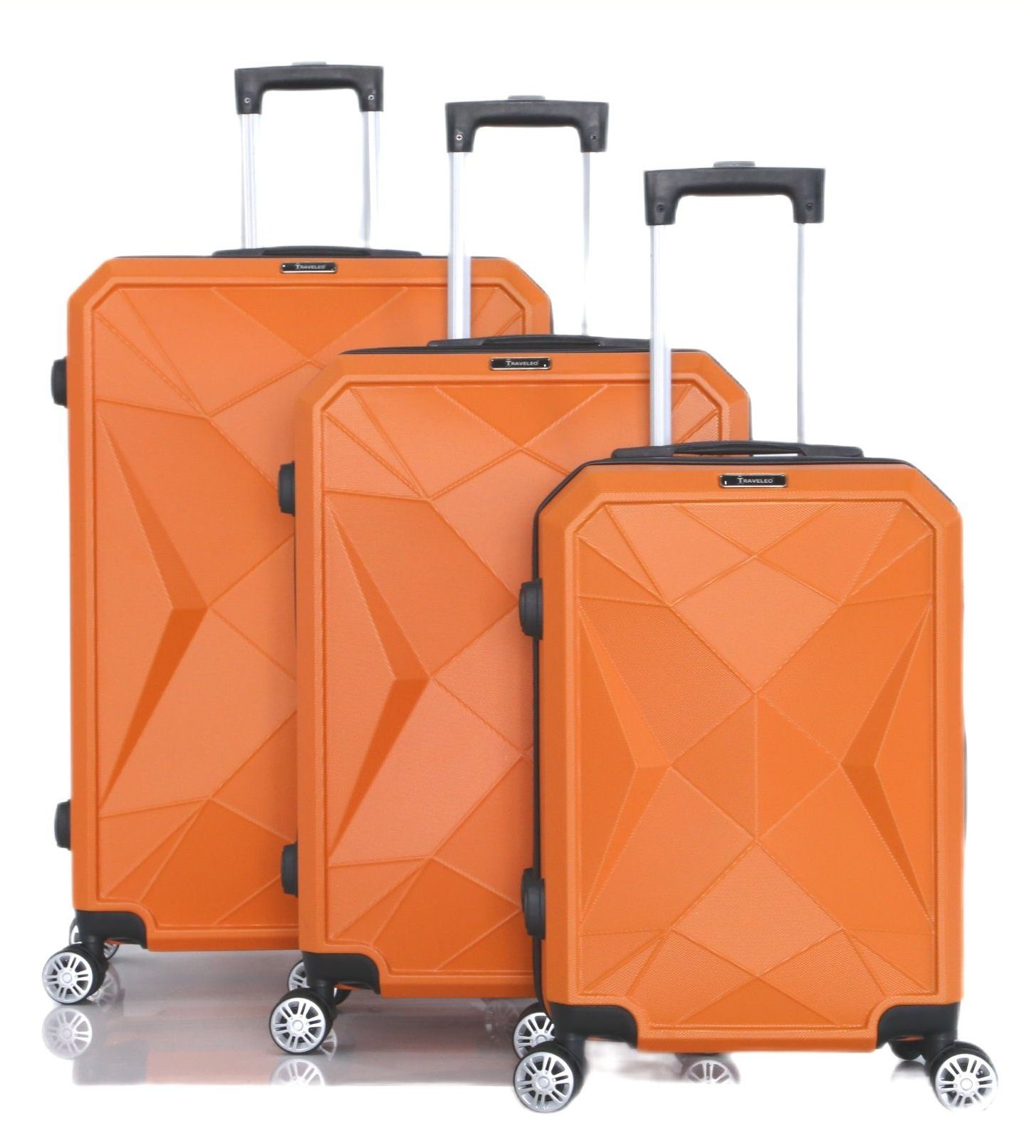 Gepäck 3-teilig Cheffinger Koffer Handgepäck Reisetasche Kofferset Reisekoffer Orange Kofferset