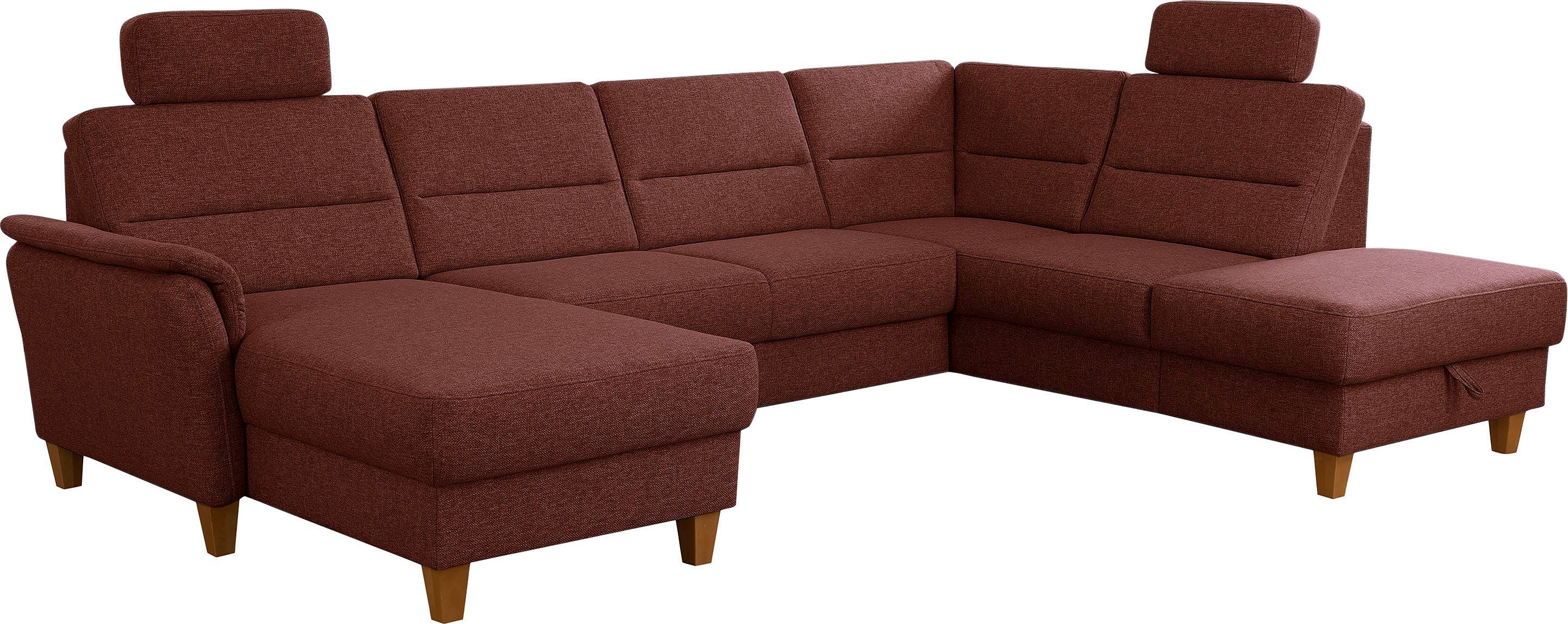 Home affaire Wohnlandschaft Palmera U-Form, B: 308 cm, optional Bettfunktion & Bettkasten, Federkern