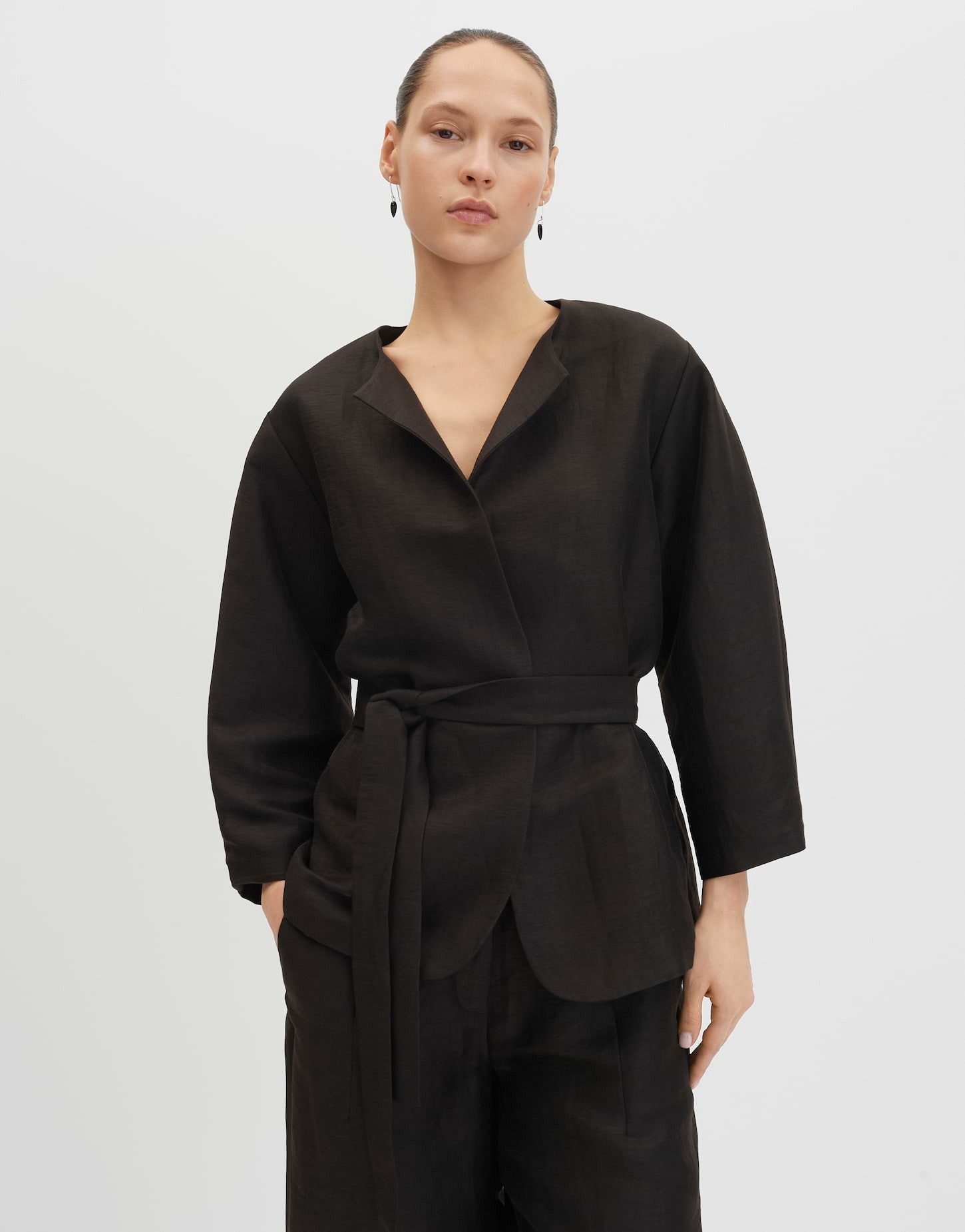 someday Jackenblazer Leinenblazer mit Gürtel Regular Fit Bindegürtel formt eine moderne Taille