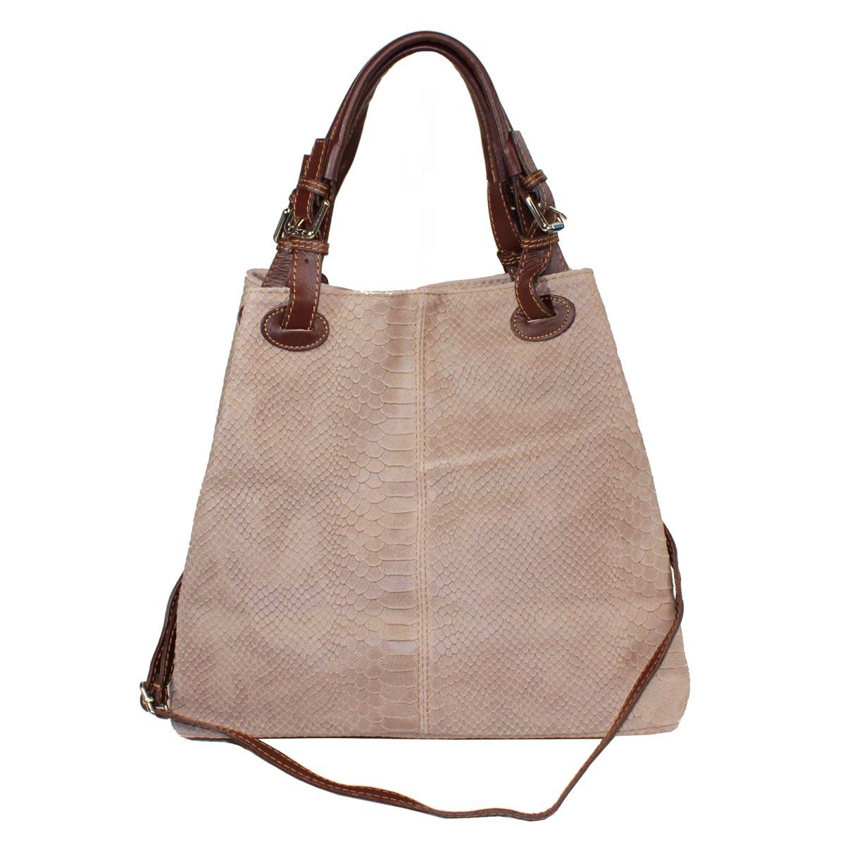 fs-bags Handtasche fs6929, Leder mit Prägung, Made in Italy Taupe