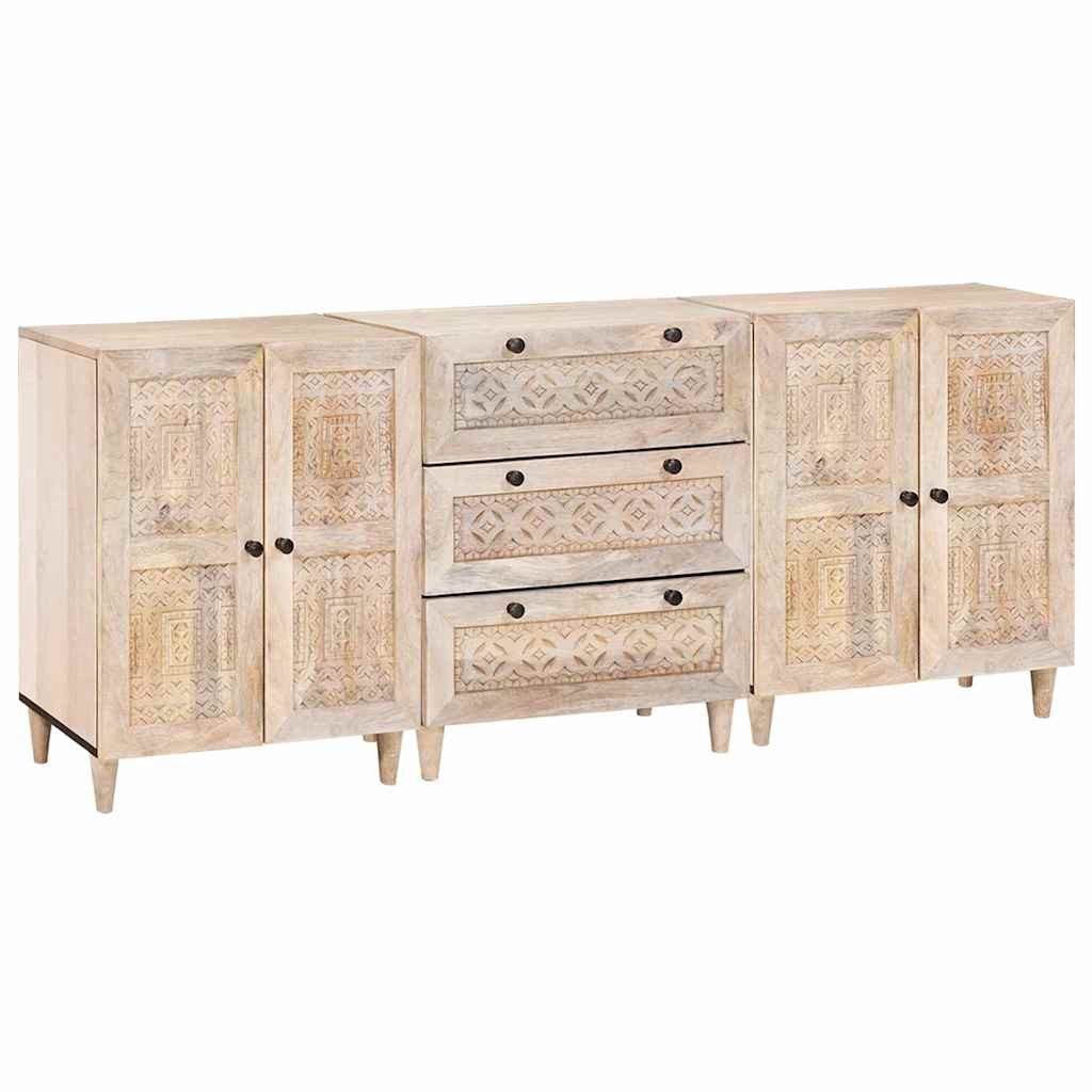 vidaXL Schranksystem Sideboard 3 stk. 180 x 33,5 x 75 cm massives holz Weiß (3-St)