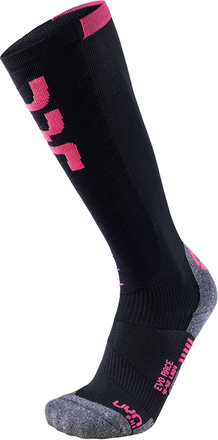 UYN Strümpfe UYN WOMAN SKI EVO RACE SOCKS BLACK/PINK PARADISE