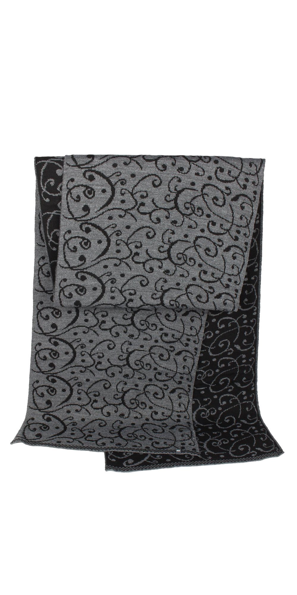 ZEBRO Strickschal Fein "Ornamente", feine schwarz Schal Wollbeimischung gestrickter