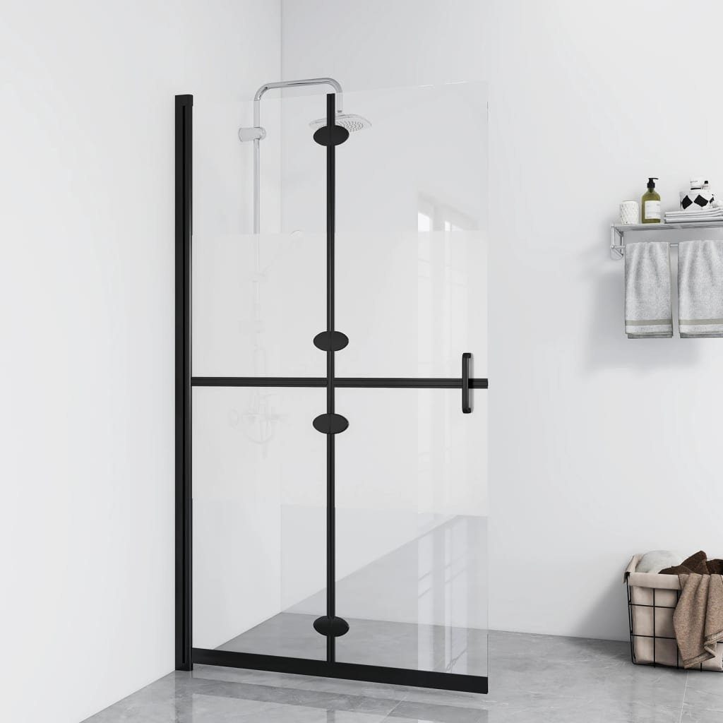vidaXL Duschwand Faltbare begehbare Duschwand Halbmattiertes ESG-Glas 80x190 cm