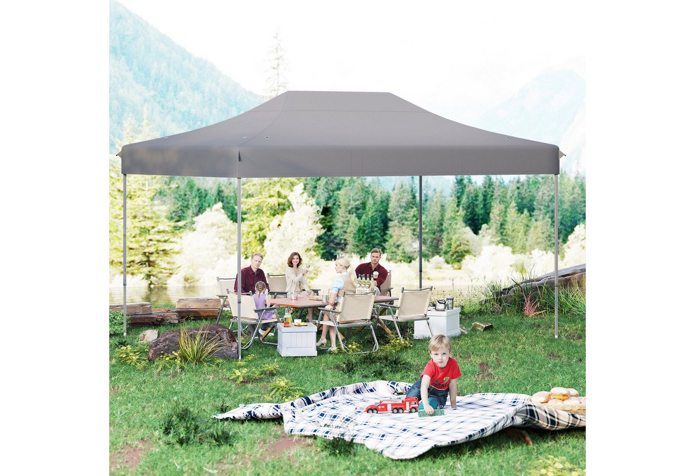Thumbnail - COSTWAY Faltpavillon, 300x445 cm Pop-up-Zelt, für 12 Personen, mit Tasche