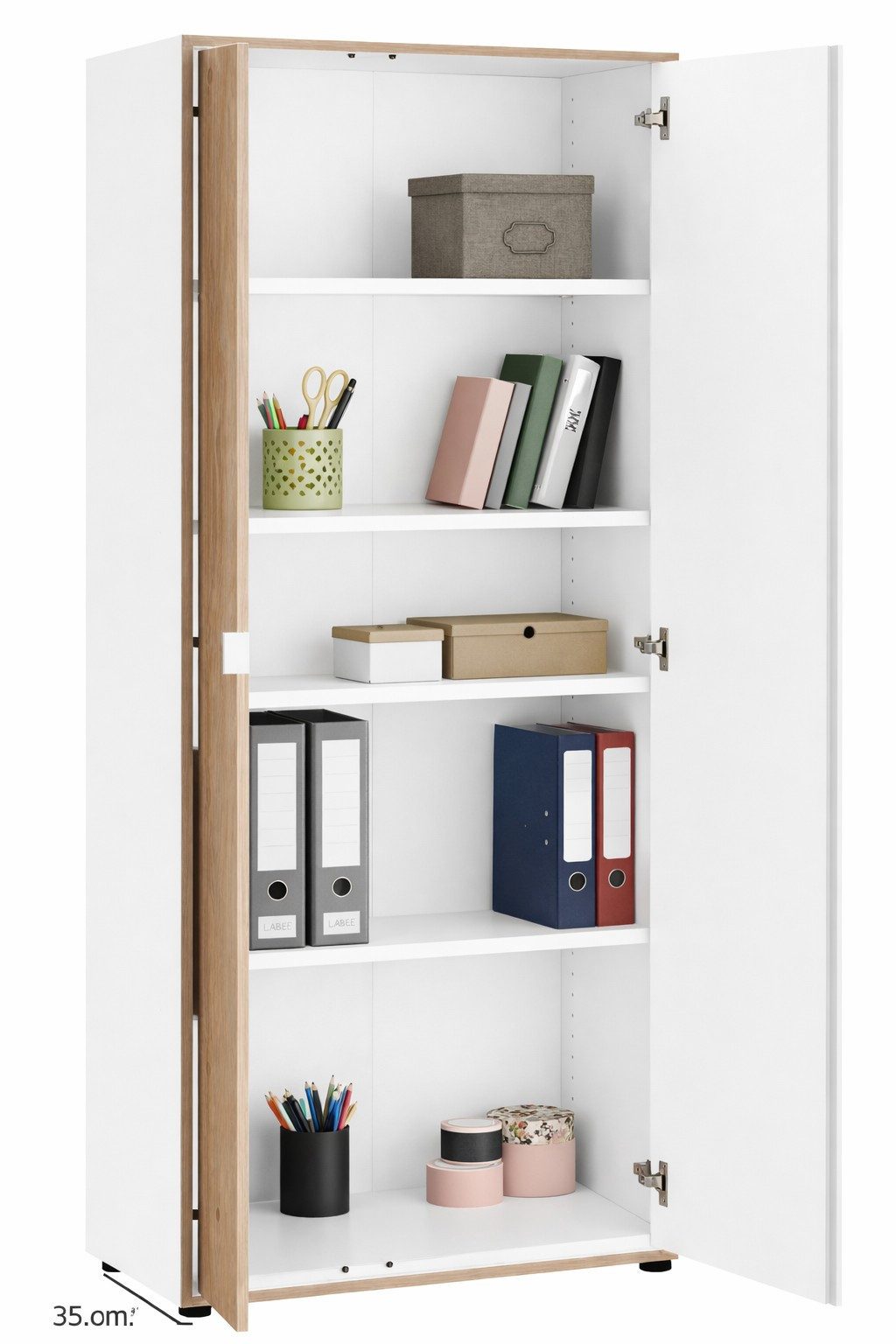 bv-vertrieb Aktenschrank Büroschrank 67/35/186 Aktenschrank Eiche weiss Softclosefunktion #4153