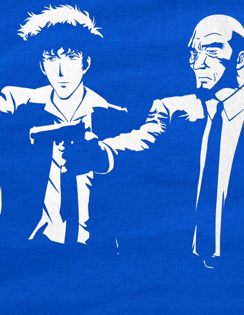 Herren cowboy style3 Print-Shirt T-Shirt swordfish Bebop Fiction mono anime racer blau