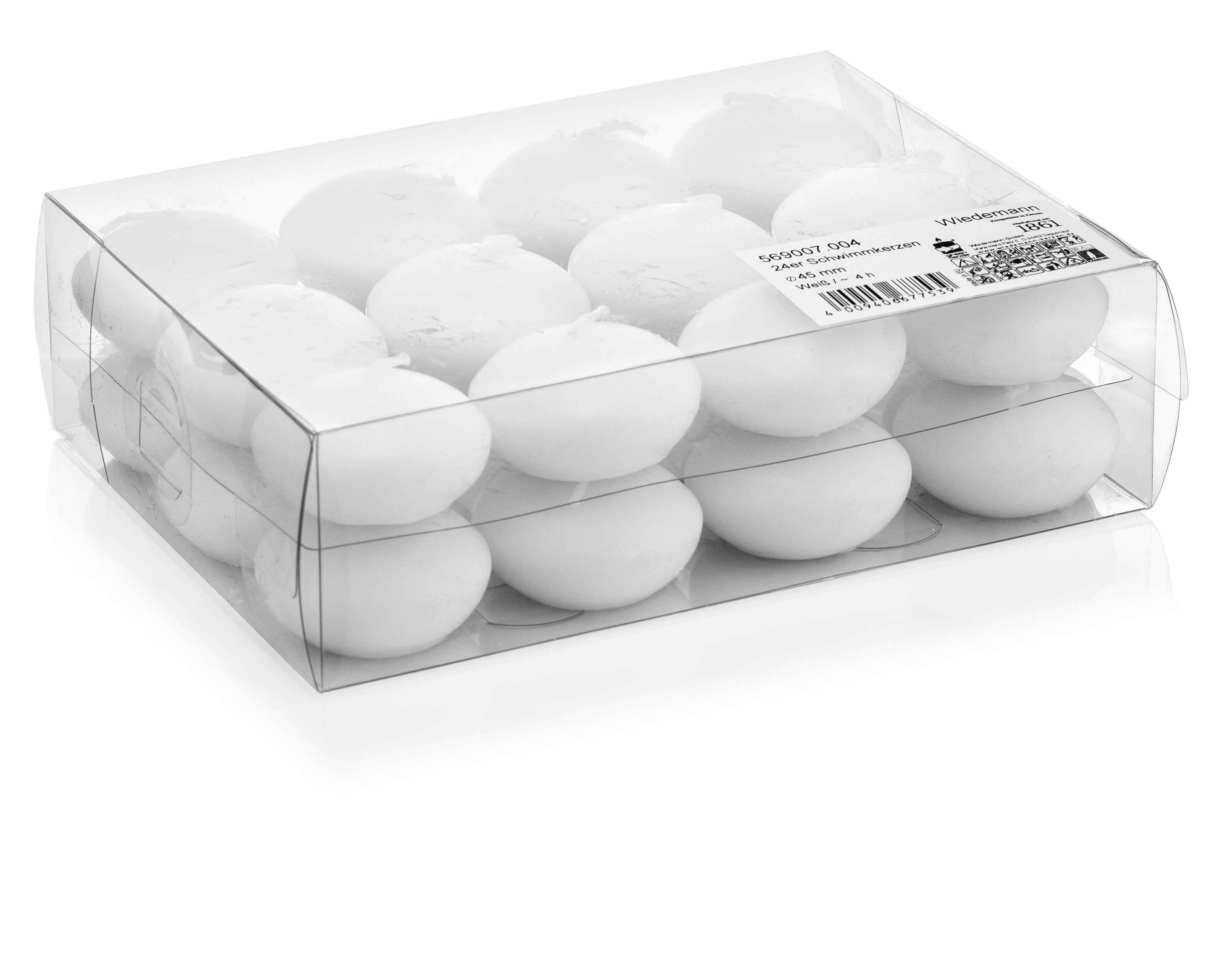 INNA-Glas Schwimmkerze 24er Set Schwimmende Kerzen Ornella, weiß, Ø 4,5cm, 4h