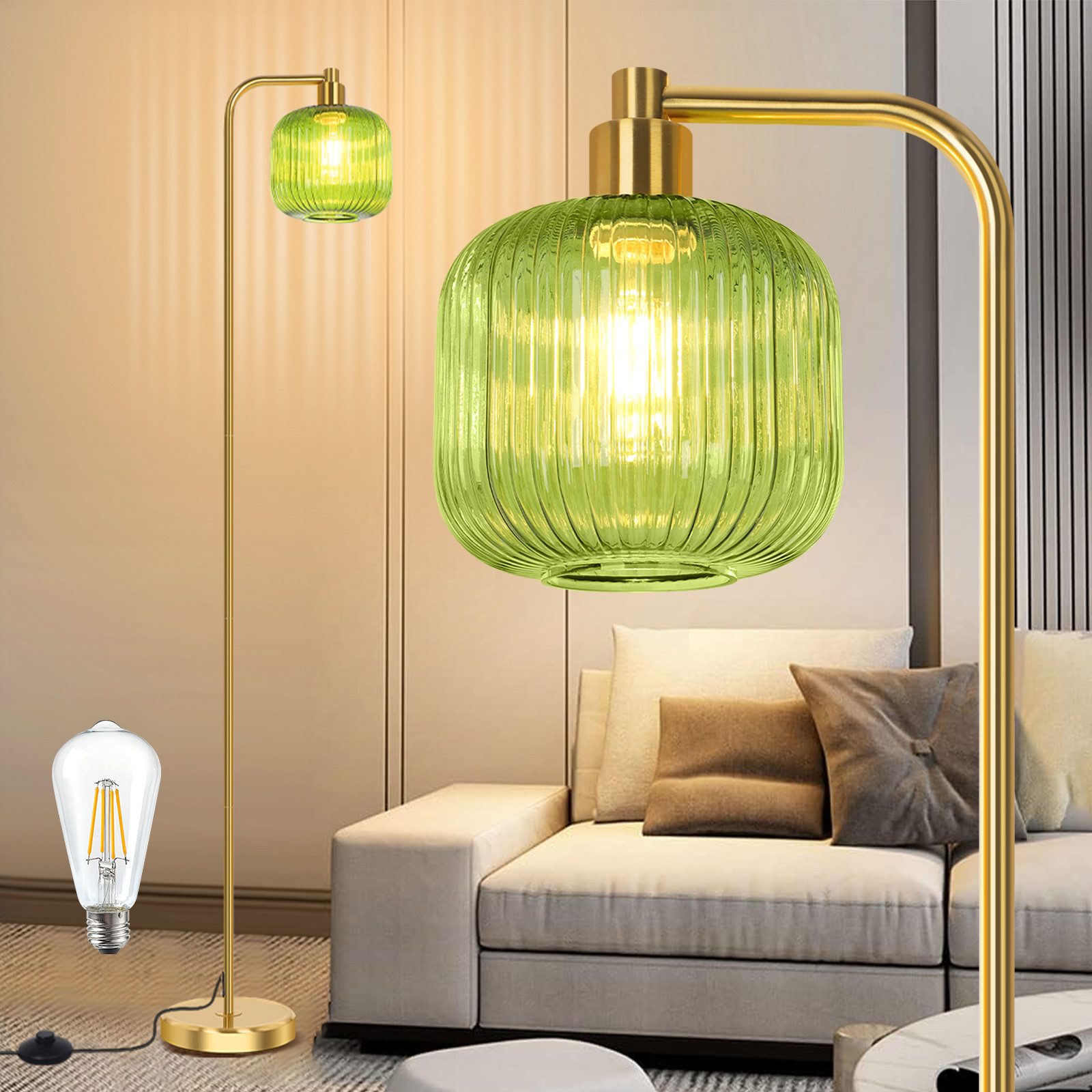 MUPOO Stehlampe Glas Kristall Stehlampe mit günstig online kaufen