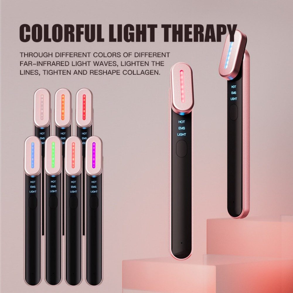 ibettertec Gesichtsmassagegerät 7-in-1 Gesichtsmassagegerät Elektrisches Augenmassagegerät mit Wärme, LED-Gesichts-Sculpting-Gerät mit 42°C Konstthermologie und Vibration, Anti-Aging, Augenpflege und Hautlifting