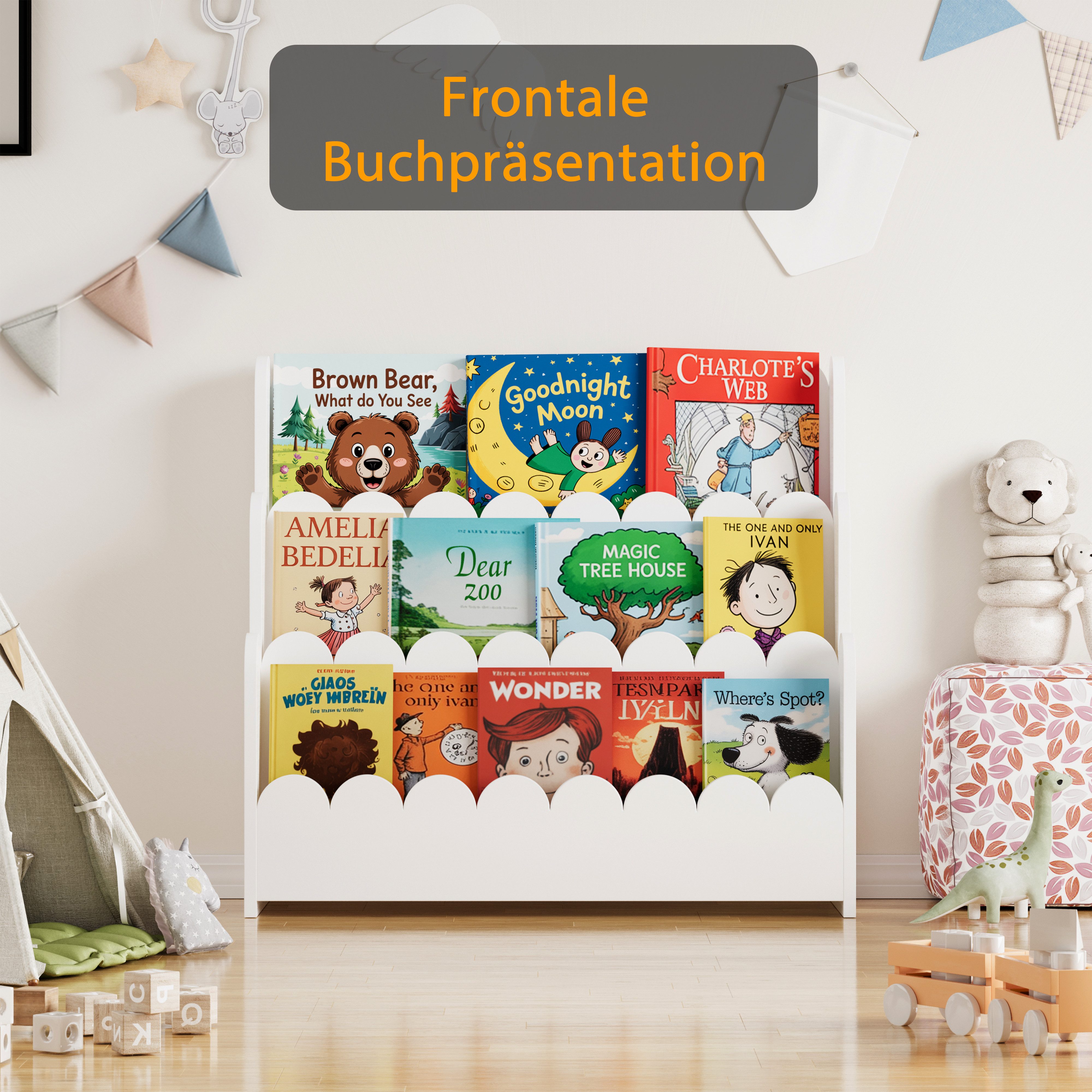 SpaceAid Bücherregal 3-stöckiges Kinderregal, Montessori-Bücherregal für Kleinkinder, 27T x 75B x 70H cm – Bild 4 von 5