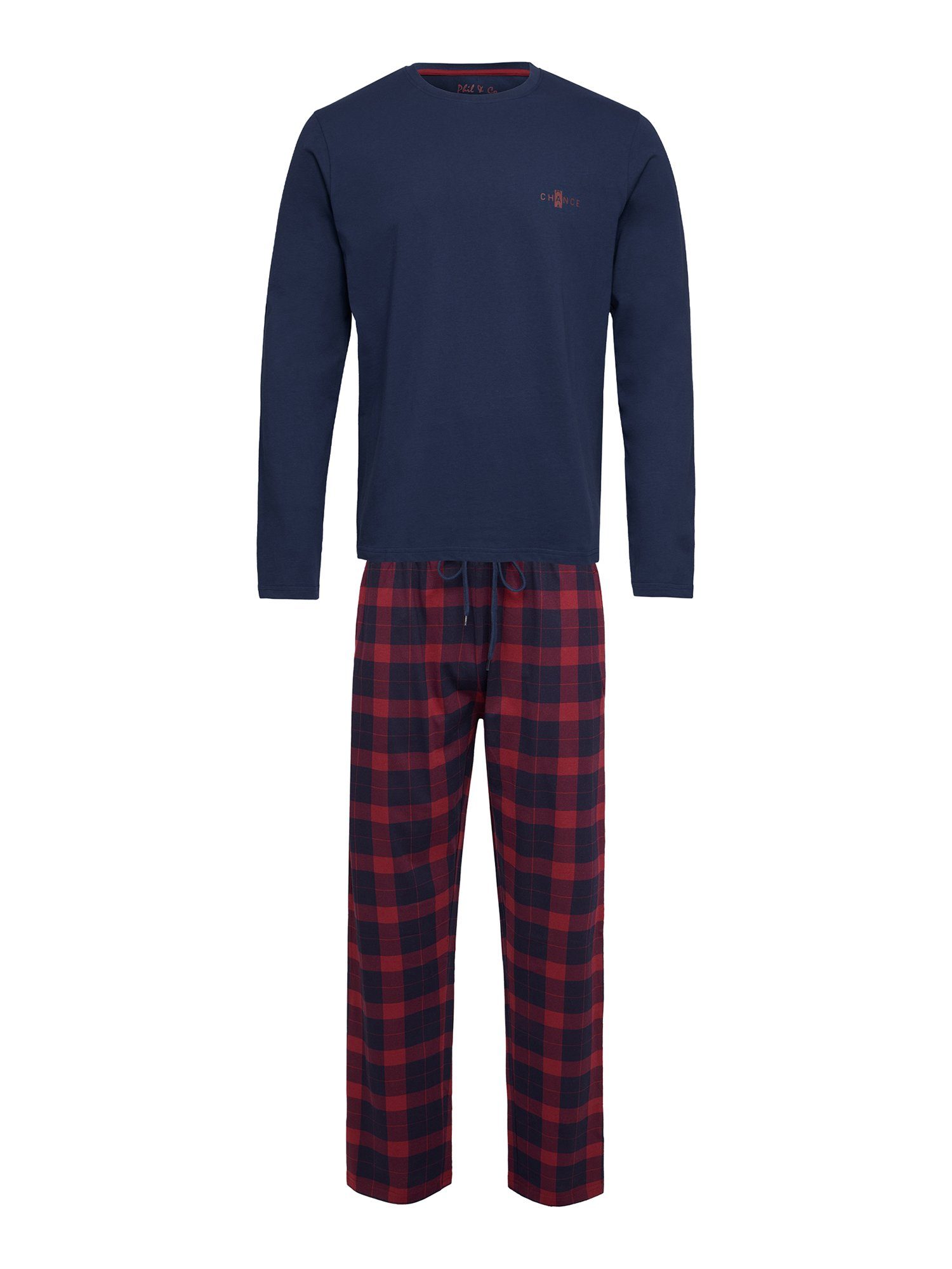 schlafanzug Co. Phil (2 & blau-rot Pyjama Special bequem schlafmode tlg)