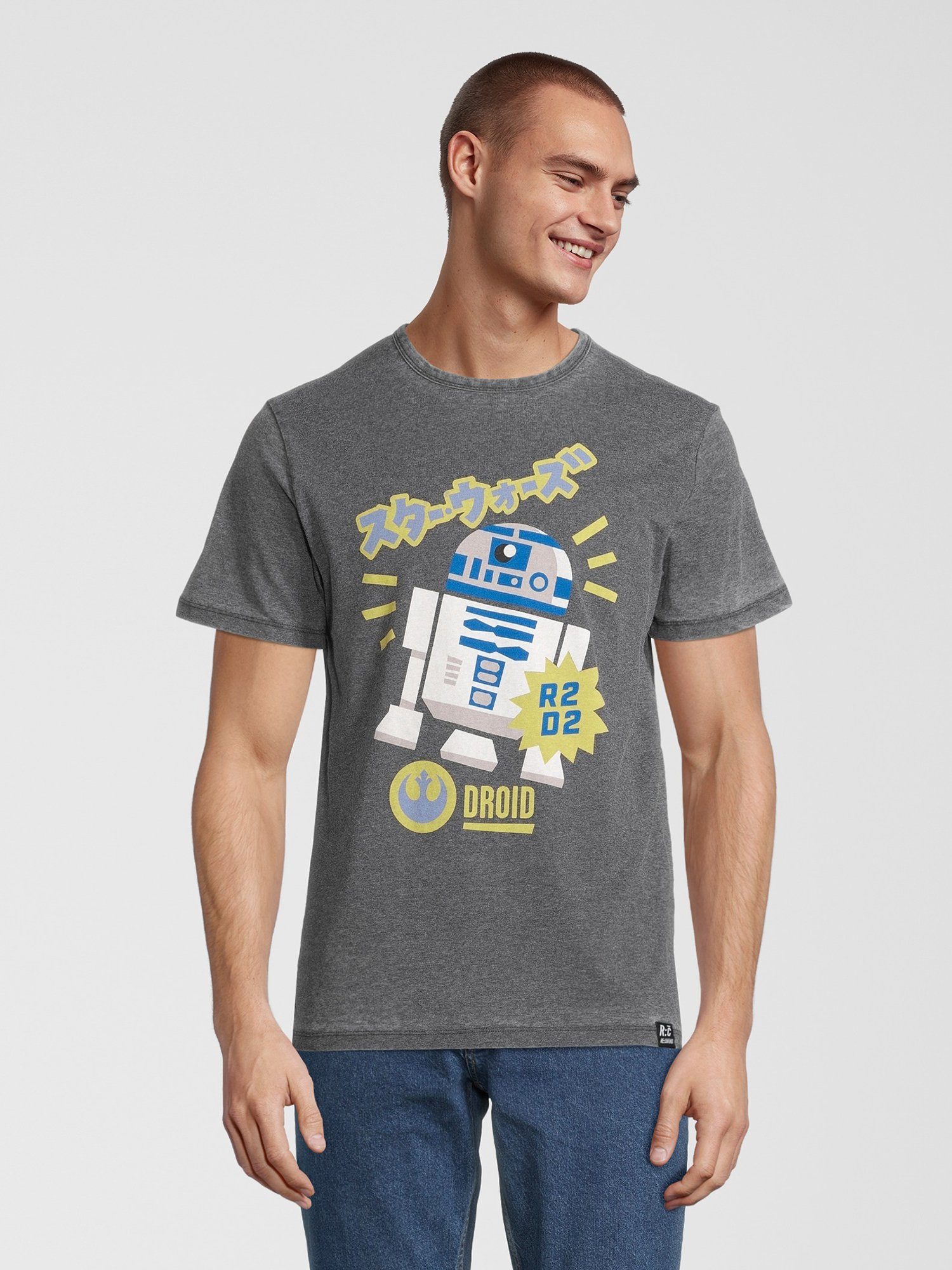 Star Recovered Wars Japanese R2D2 T-Shirt dunkelgrau
